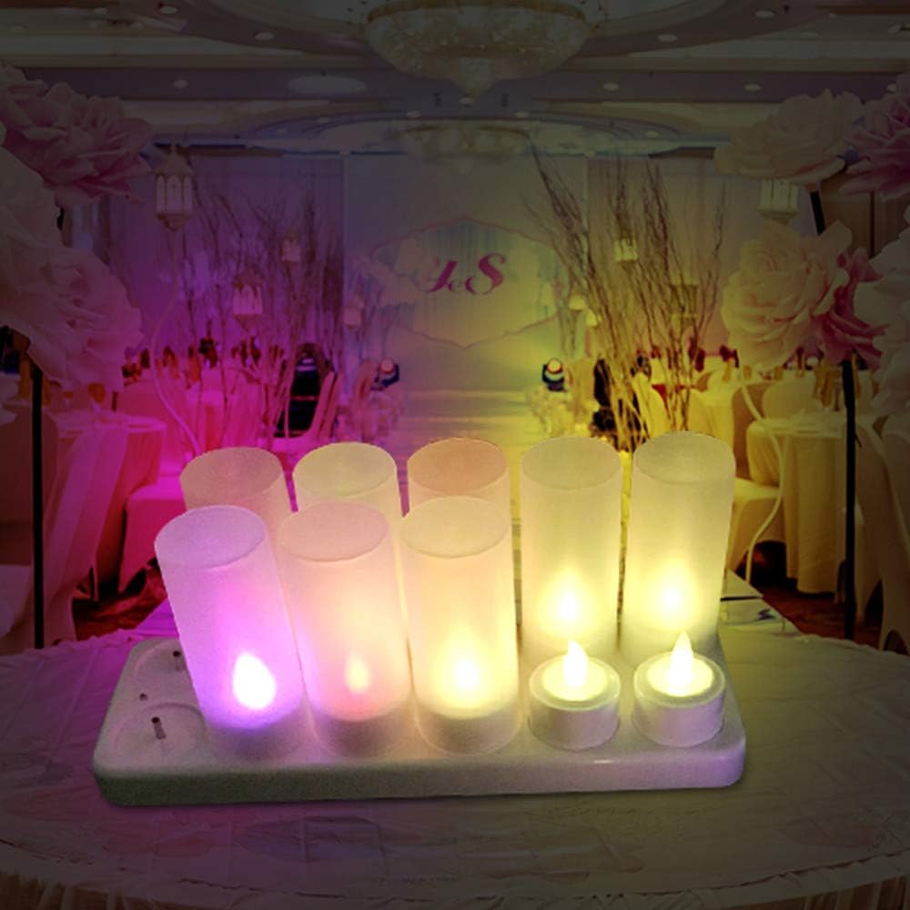 EuroFone Multicolor LED Candles Flameless Rechargeable Tealights with Charging Station 12pcs/Set