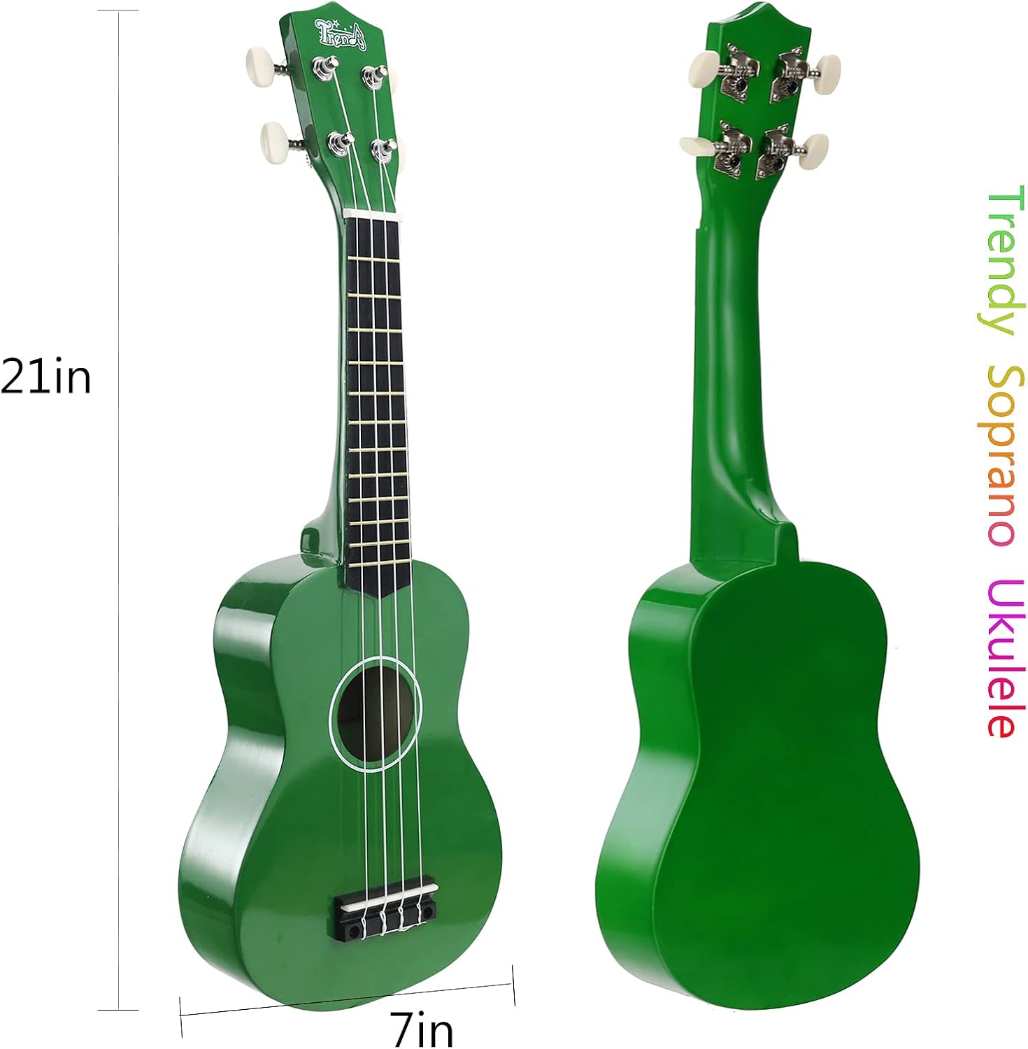 Trendy Soprano Saint Patrick's Day Ukulele for Beginners 21 Inch Hawaiian Wood Ukuleles for Adult Student Starter Four Strings Guitar (Green)