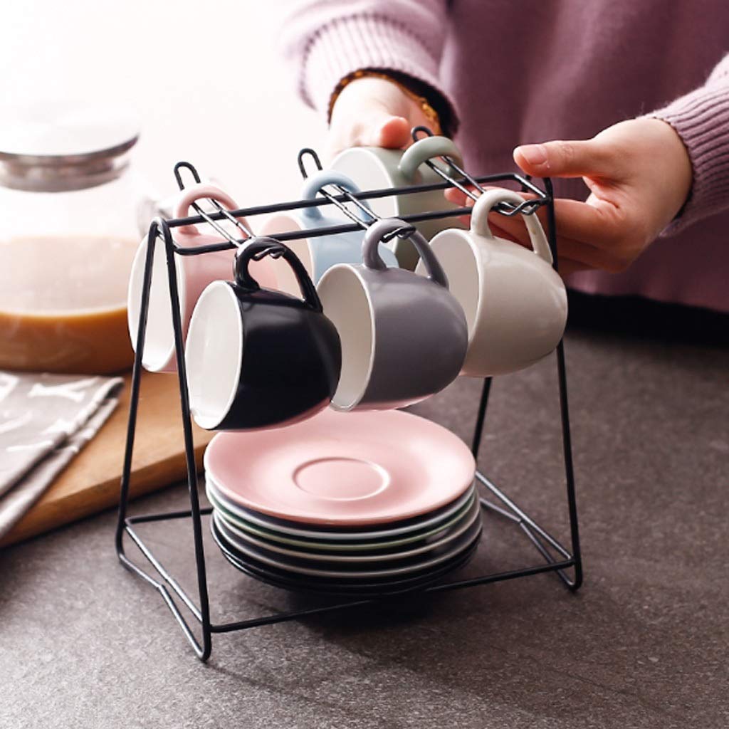 6 sztuk filiżanek nordyckich ceramiczny zestaw do kawy kubek i spodek kubek do kawy popołudniowa herbata zestaw do herbaty (kolor: A)