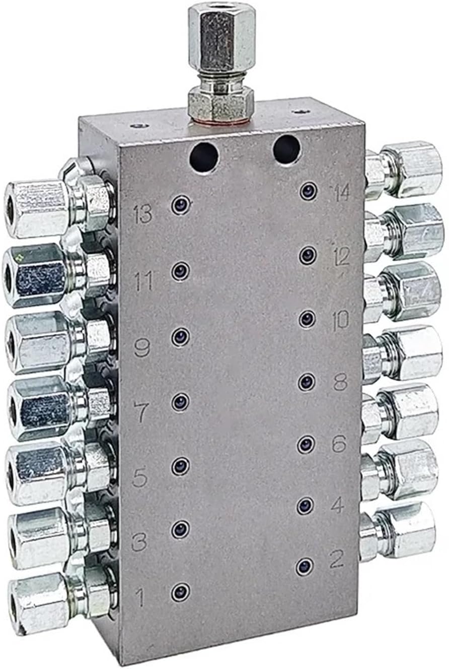 Inline Manifold Block Connector， Centralized Lubrication System Grease Distribution Block Hydraulic Manifold Progressive Distributor Valve Carbon M10 Port 0.17ML/Cycle 30MPa