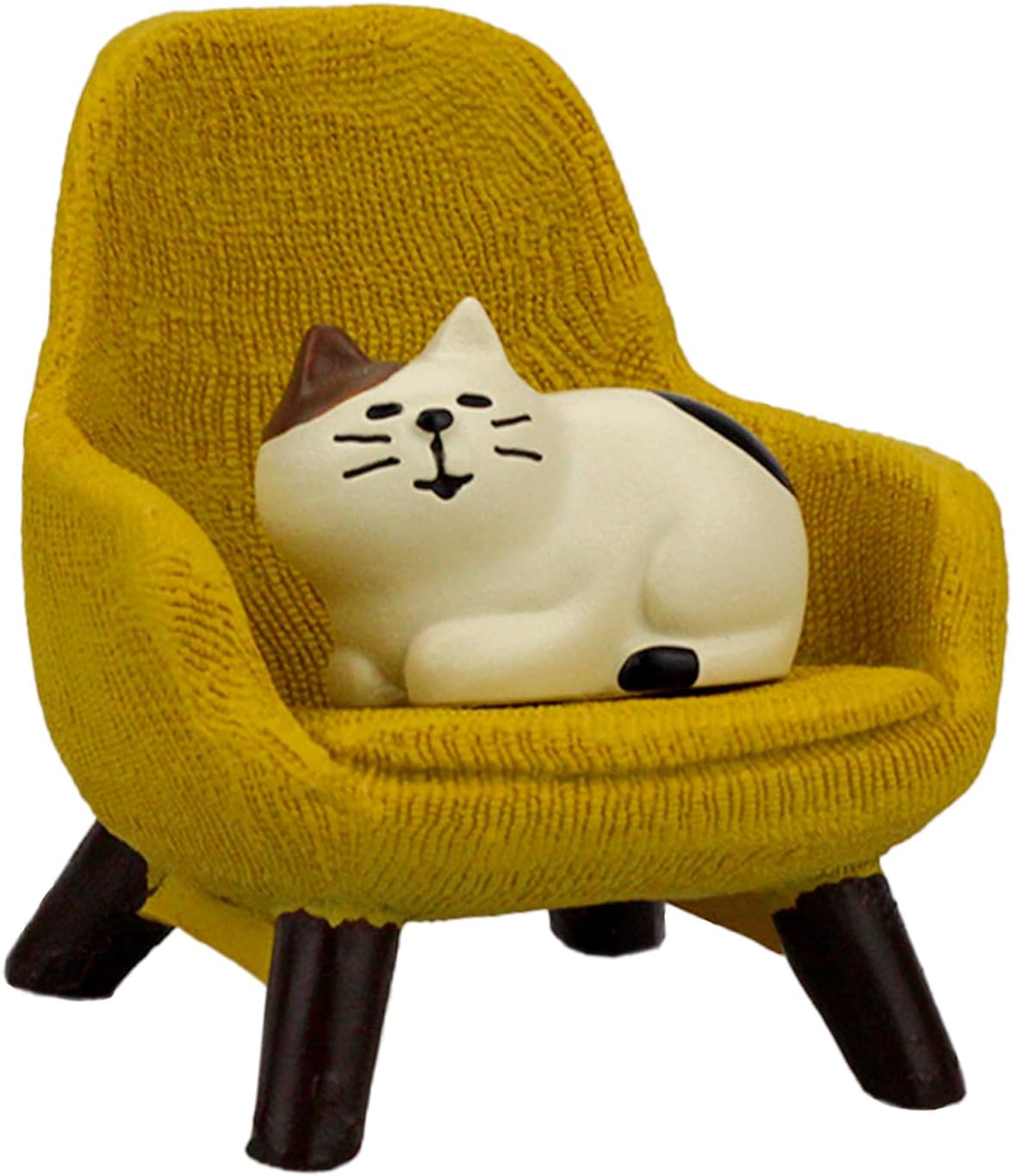 Refintural Miniature Cat Figurines with Small Sofa - Resin Mini Cat Figures, Kitten Miniature Desk Accessories - Perfect Cute Cat Gift for Cat Lovers(Yellow Sofa)