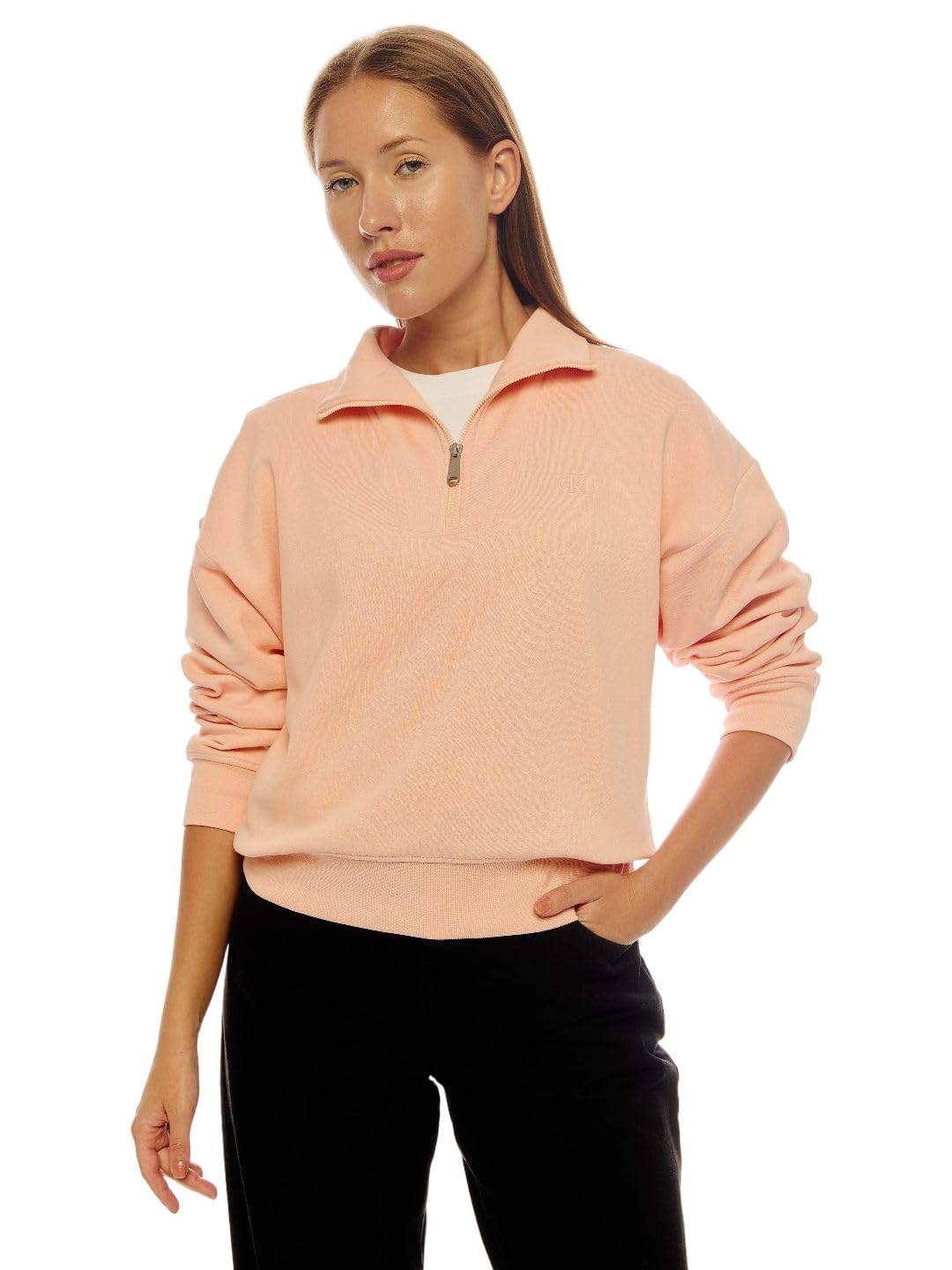 Regular fit Cotton Half-Zip Neck Zip-Front Sweatshirt-image-1