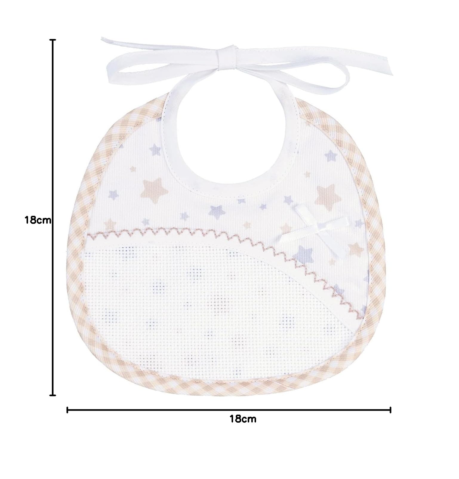 Bavaglino per Neonato in Piquet di Cotone con Stampa Stelline Multicolor 18x18 cm Made in Italy