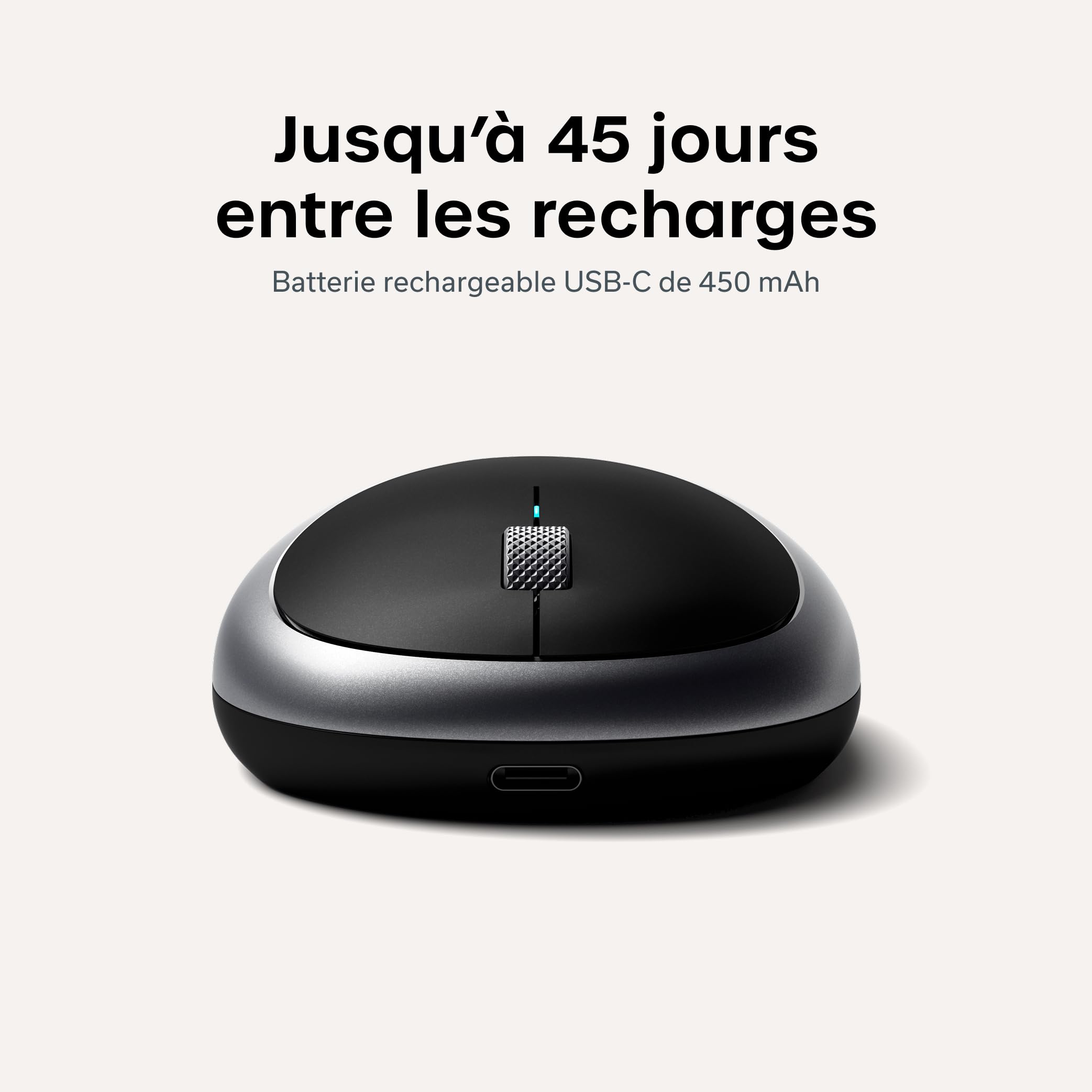 Satechi Souris sans Fil M1 en Aluminium, Rechargeable USB C, 1200 DPI, Élégante Souris Ergonomique Bluetooth pour MacBook Air/Pro/Neo, PC Portable, iPad et Plus – Gris Sidéral