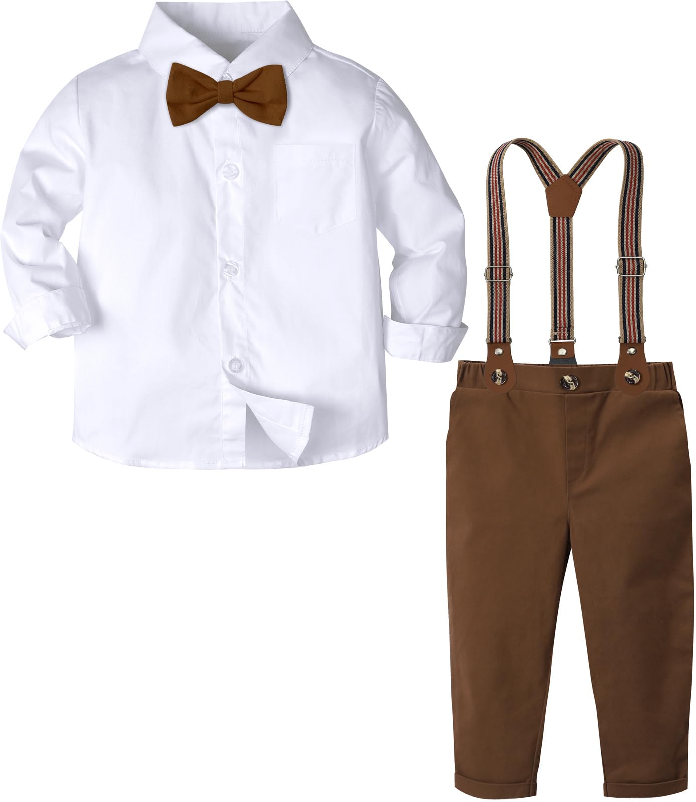 A&amp;J DESIGN Toddler Boy Suit Baby Dress Outfit, Suspender &amp; Bow Tie 12M - 6Y