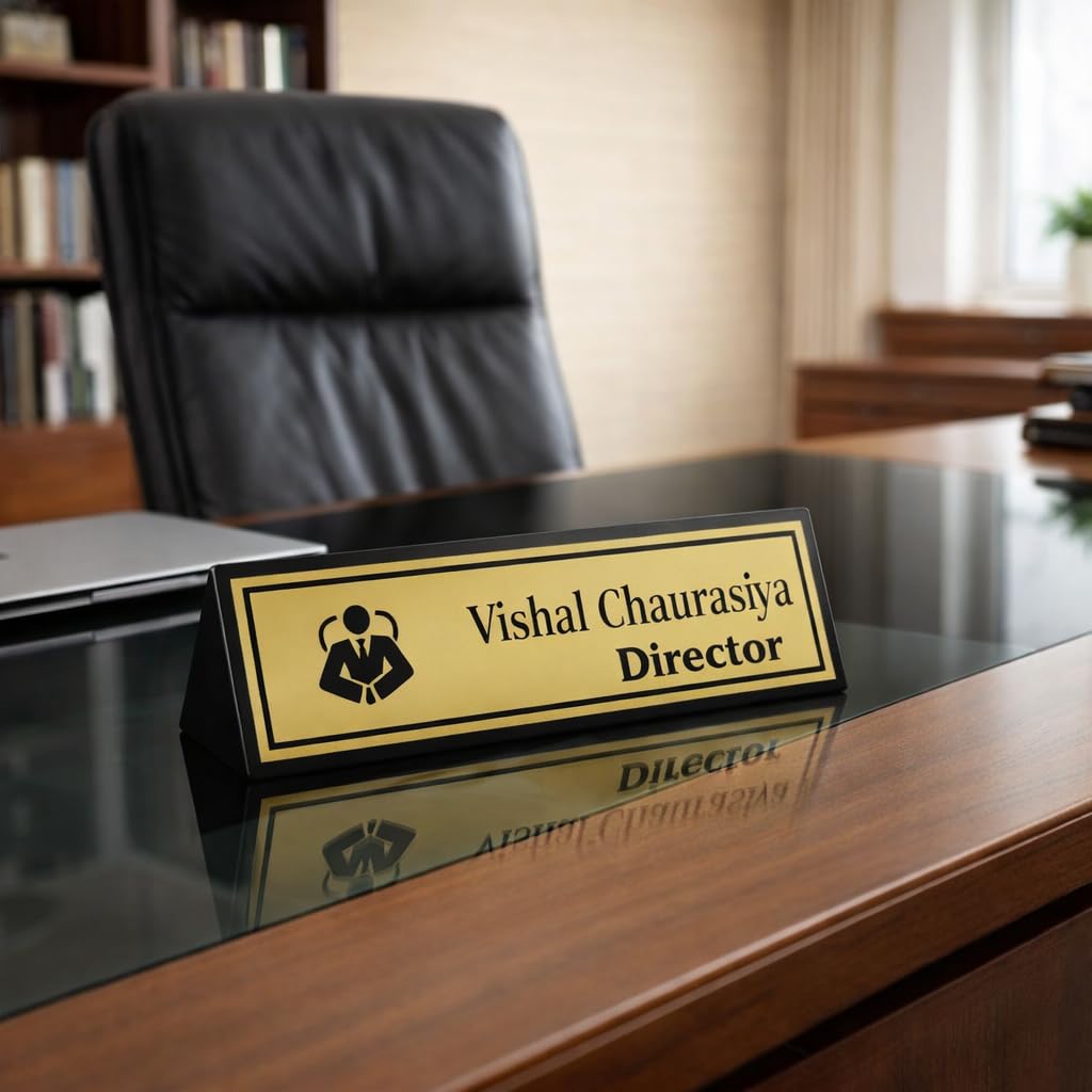 Personalized Acrylic Desk Name Plate Custom Office Name Signage with Brushed Gold Finish Elegant Professional Desk Name Plate for Professionals Premium Clear & Durable Design (10 x 2.5 Inches) (Director)-picture-30