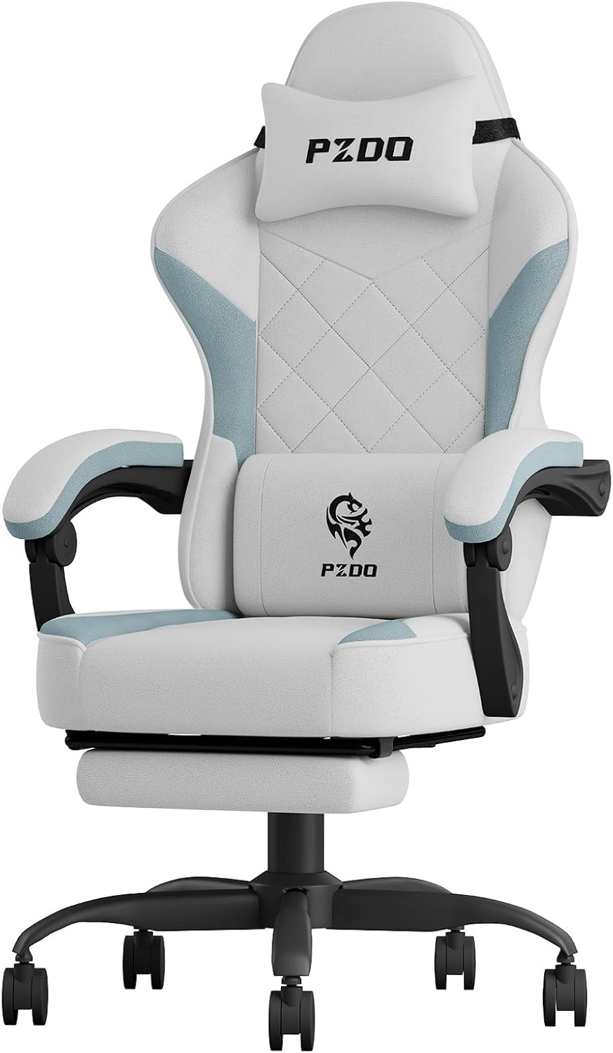 PZDO Ergonomic Office Chair with Footrest, Technology Fabric Ergonomic Chair for Adults, Computer Chair Gaming Desk Chair with Lumbar Support, Home Office Recliner Chair, Gift, Teens, (Gray)