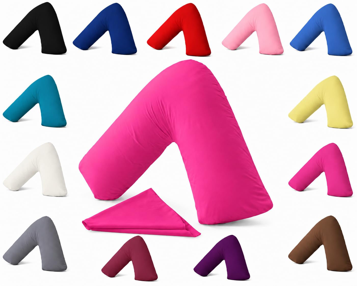AmigoZone Plain Polycotton Back & Neck Support V Shaped Pillowcase Orthopedic/Pregnency/Nursing Pillow Case (Fuscia) โ image 1