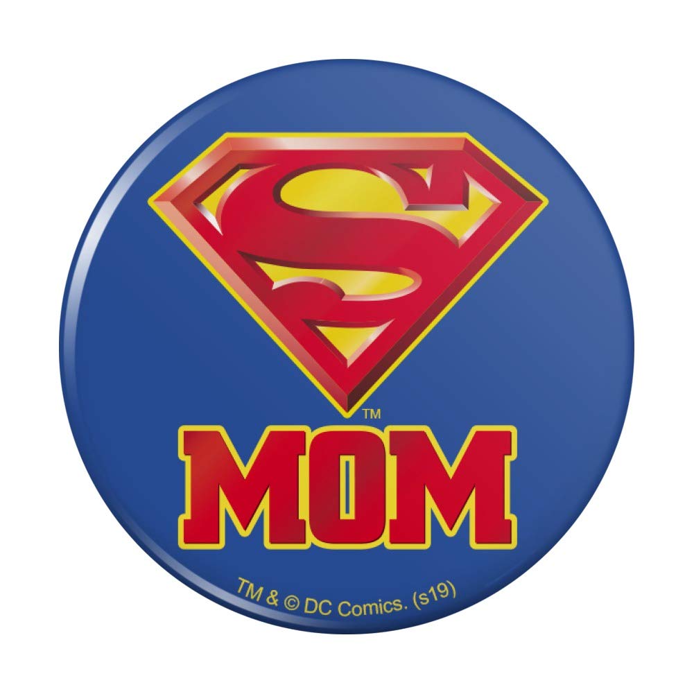 Superman Super Mom Shield Logo Pinback Button Pin
