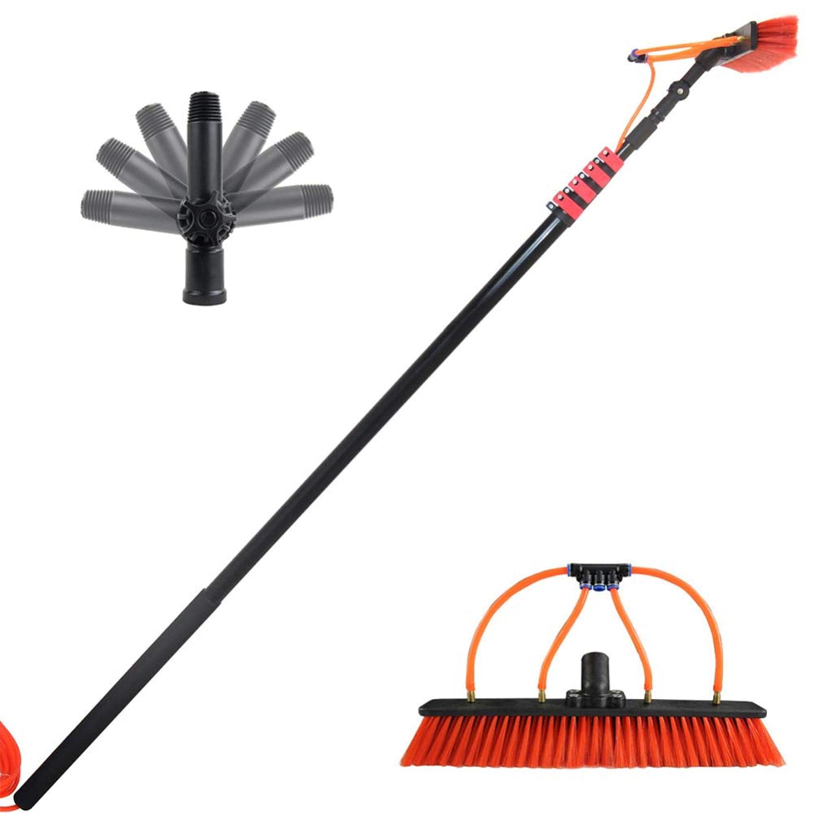 Brosse de nettoyage de vitres télescopique de 5,4 m avec poteau alimenté en eau pour panneaux