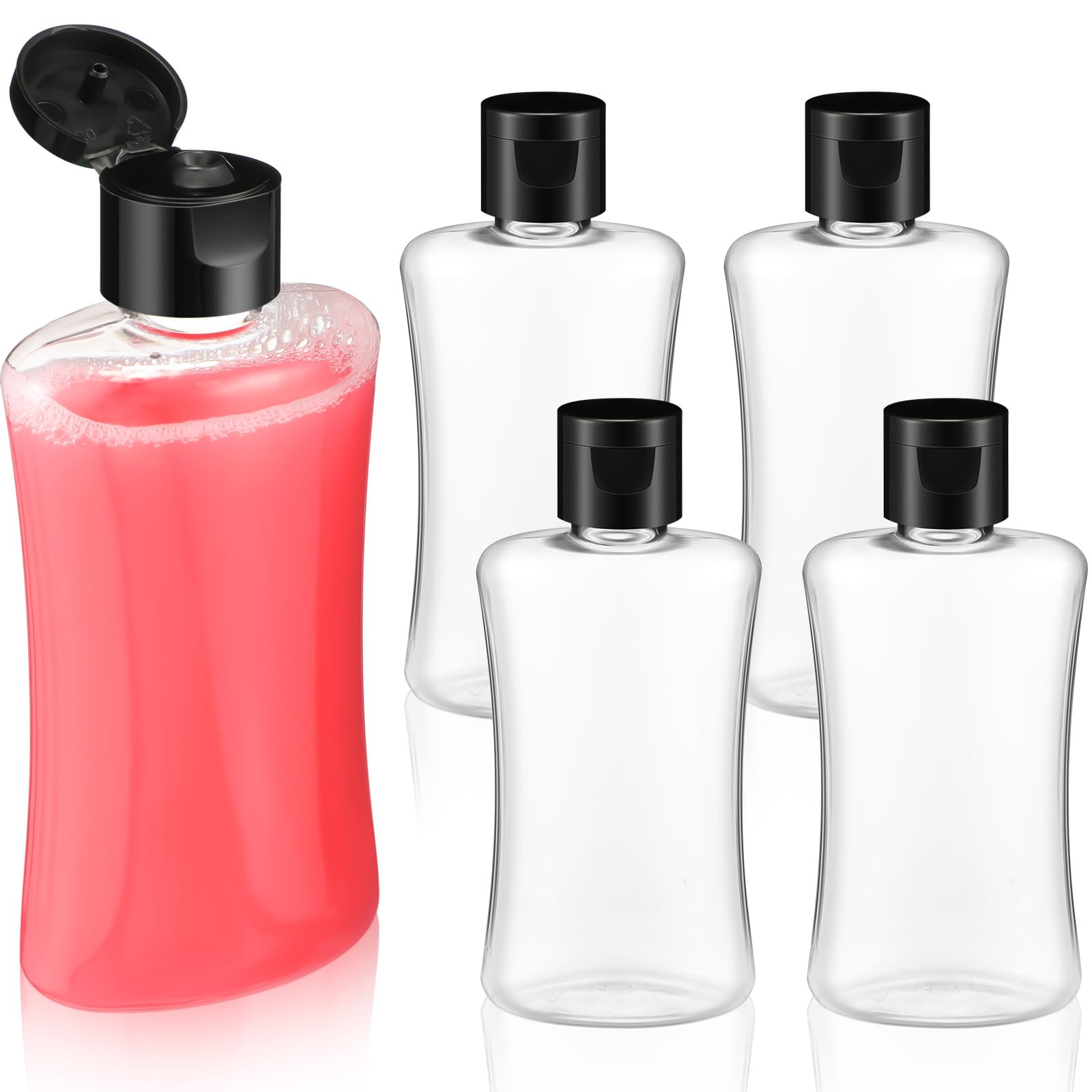 Domensi 4 Pcs 3.4 oz Travel Bottles with Flip Cap Clear Plastic Travel Size Containers Portable Leak Proof Squeeze Bottle Refillable Empty Cosmetic