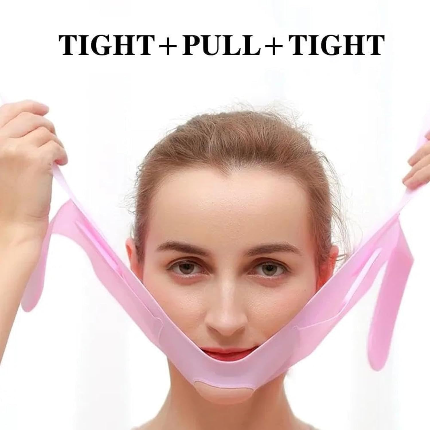 BELARO V-Shape Face Slimming Belt - V-Shape Face Masks for Double Chin Shaper for Men & Women, Facial Lift Slim Cheeks Lifting Reusable Belt Facial Anti Wrinkle Chin Strap acial Anti Wrinkle Chin Strap Elastic (pink(Silicone)) 4