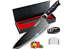 Mosfiata Knife Set: 8” Kitchen Knife with Finger Guard and Knife Sharpener