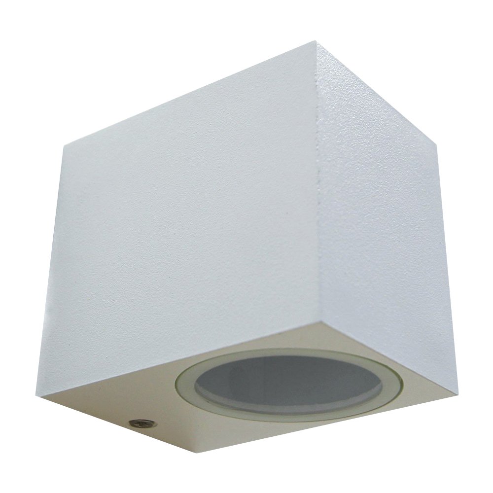 Long Life Lamp Company White/Light Matt Finish Mini Cube Single Outdoor Wall Fixture Gu10 Zlc065w