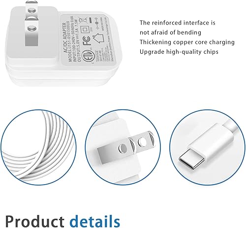 Miniatura 8 de Cable de alimentación de cargador de 5 V CA CC con conector tipo C y micro USB CC certificado ETL, para DC 5 voltios 1.5A 1A Android Smart Phone,