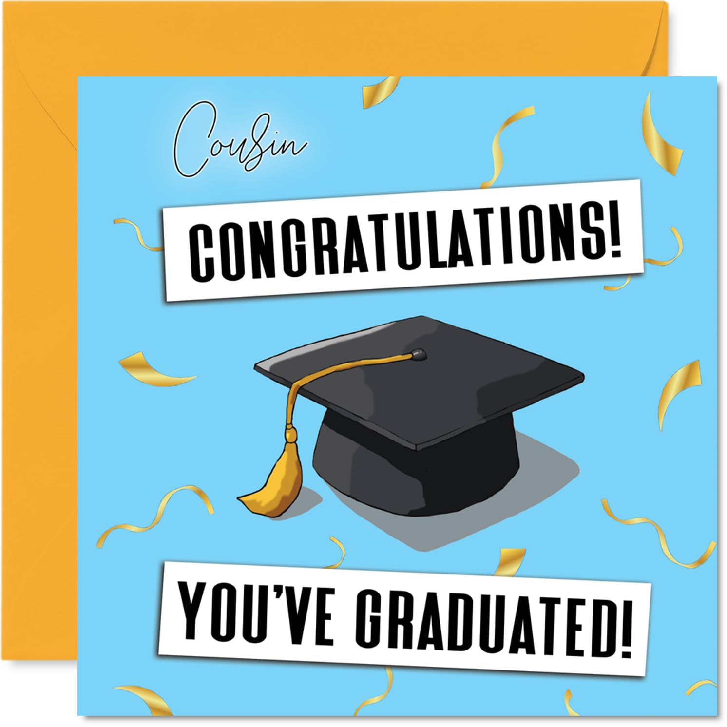 Cousin Graduation Card - Congratulations Graduated - Happy Graduation Card for Cousin from Family Relative, 145mm Congratulations Graduated Bday Greeting Cards