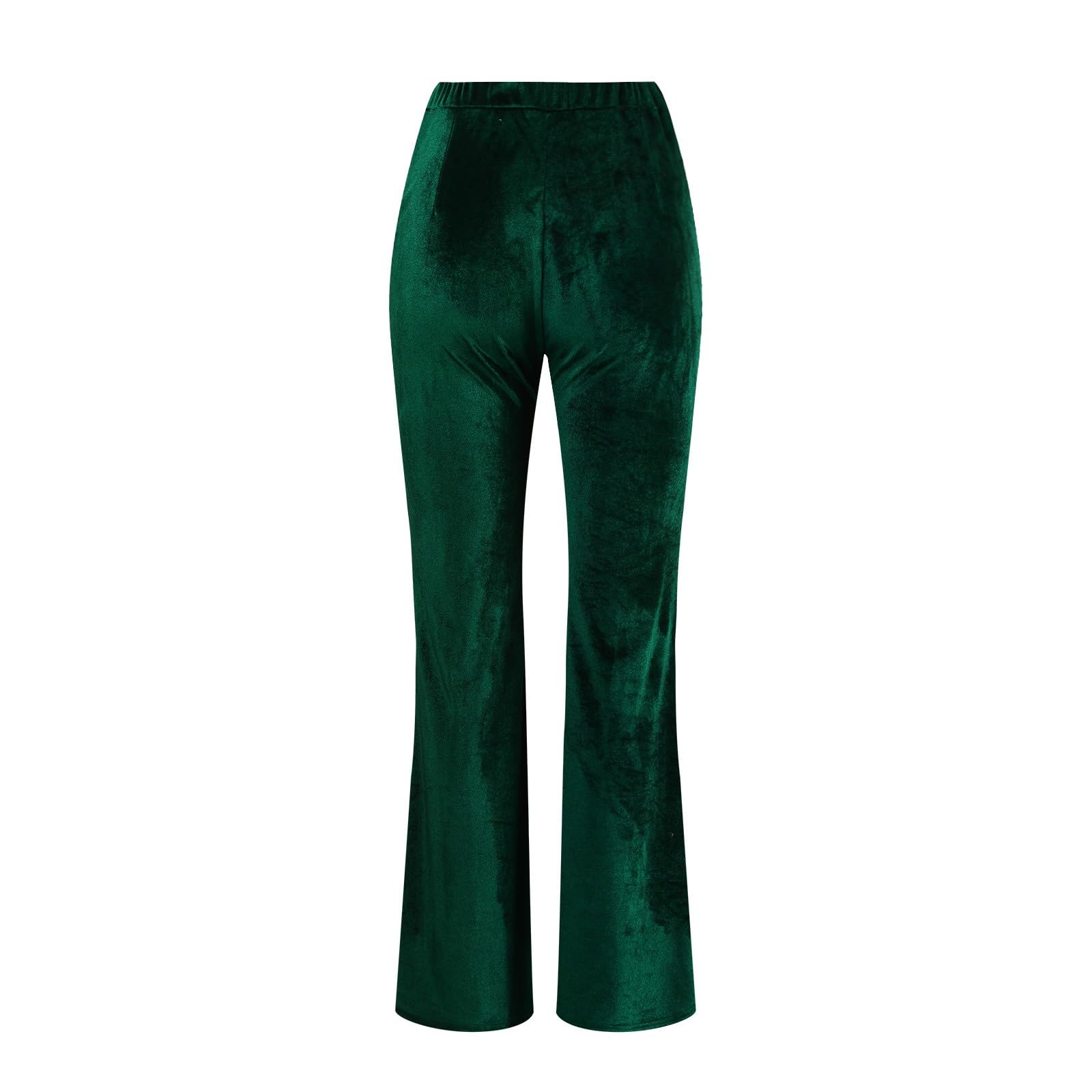 Pantaloni svasati da donna in velluto, a vita alta, gamba larga, elasticizzato, con cucitura frontale