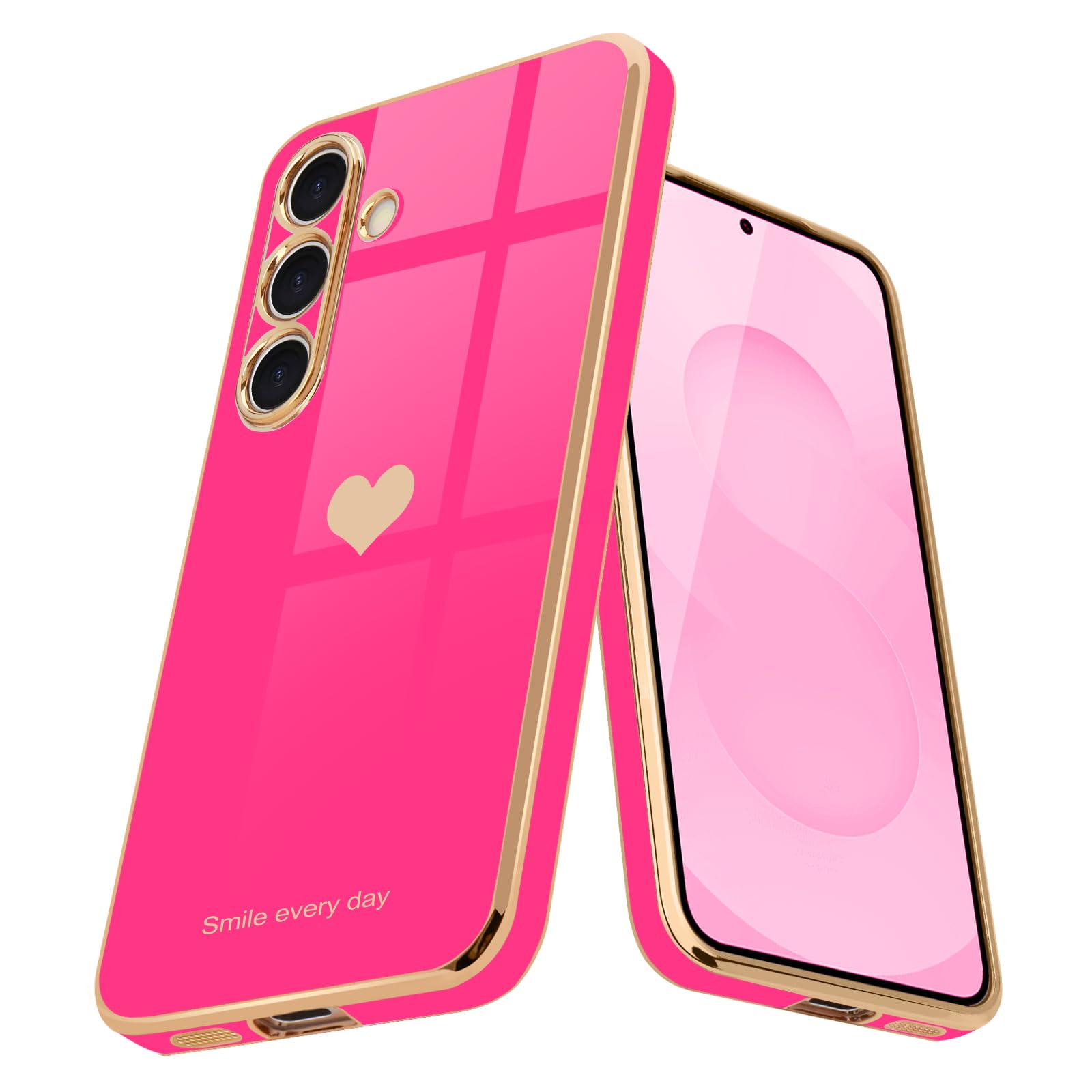 Teageo for Samsung Galaxy S25 Plus Case for Women Girl Cute Love-Heart Luxury Bling Soft Back Cover Full Camera Protection Silicone Shockproof Phone