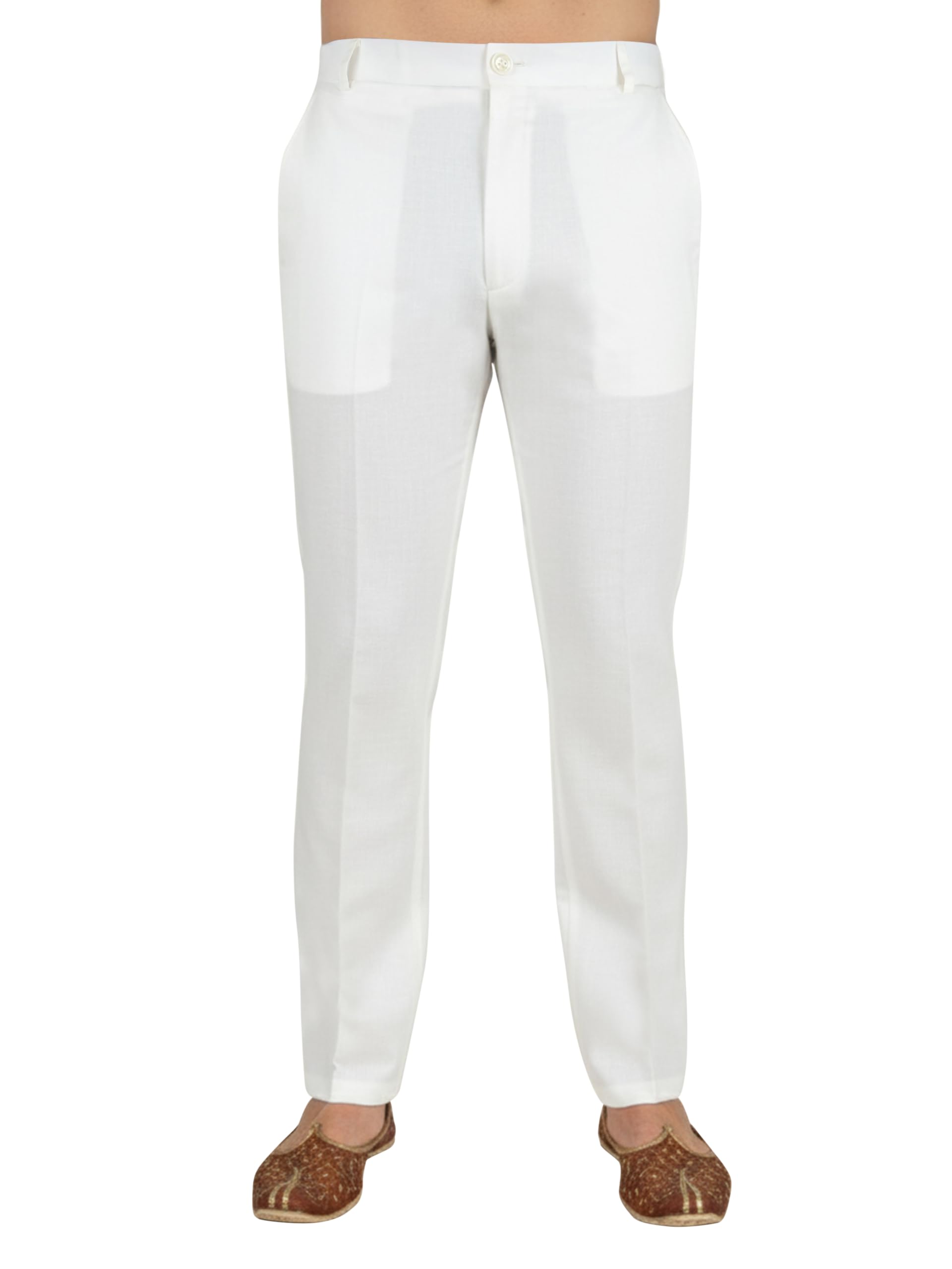 JBN Men's Off White Cotton Blend Men's pant