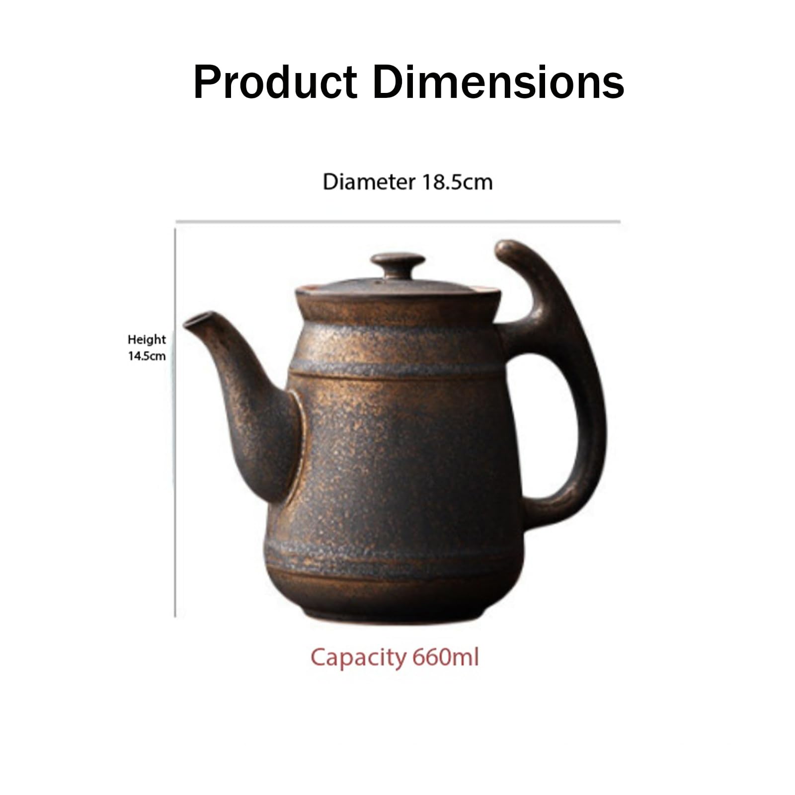 Ceramiczny czajniczek, w stylu vintage, czajniczek do gotowania wody, pojemność 660 ml, idealny do użytku domowego i biurowego, trwały i funkcjonalny niezbędnik kuchenny