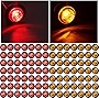 100 Pieces 3/4 Inch Round LED Side Marker Lights, 3 LEDs Front Rear Side Indicator Lights Yellow and Red Turn Signal Lights IP68 Waterproof Lamp for Truck Trailer Lorry Bus Caravan Boat, 12V