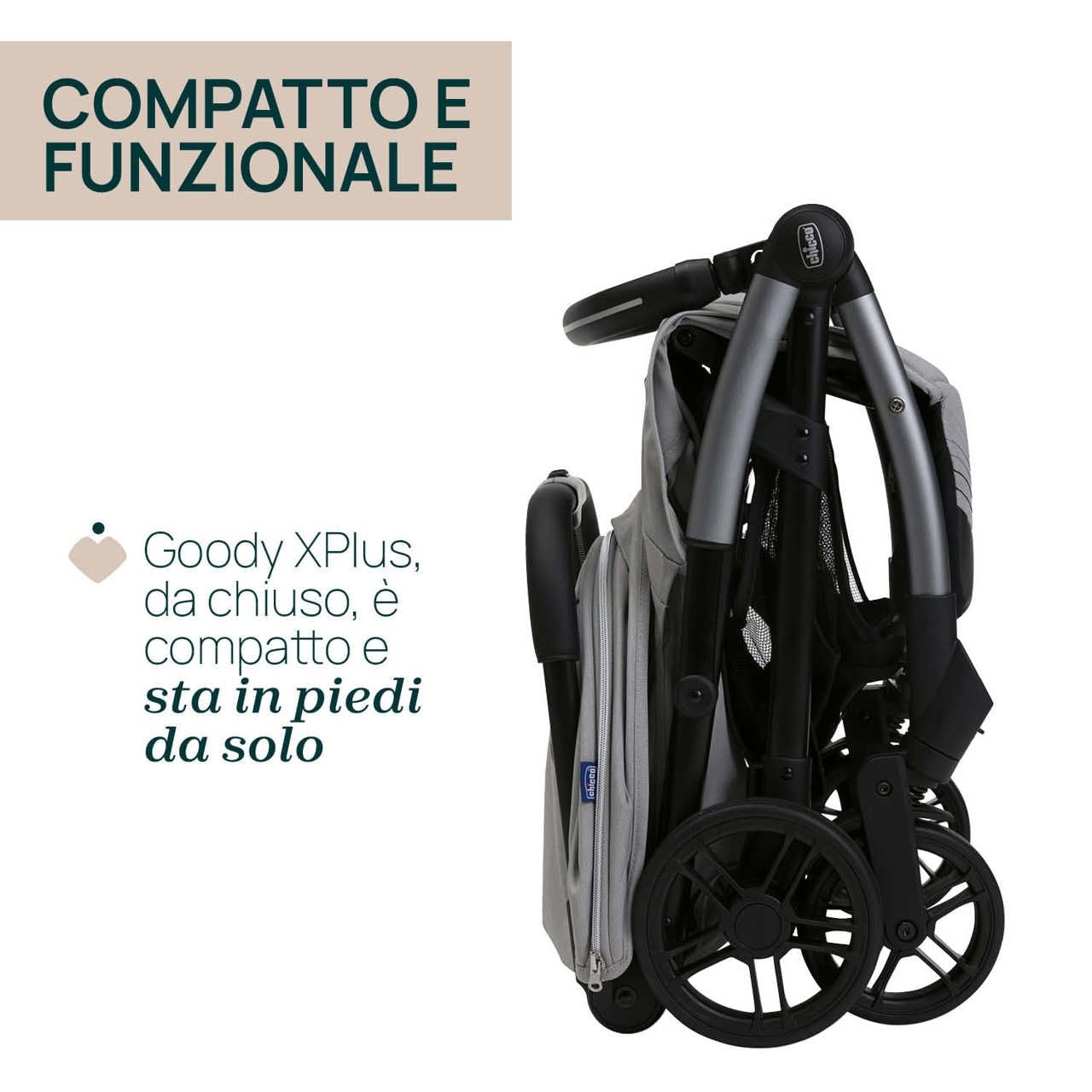 Chicco Silla de Paseo Goody XPlus, Cochechito de 0-4 años(22 kg),cierre con una sola mano,se pliega con un solo movimiento,compacto,ruedas grandes,capota extensible,respaldo ajustable en 4 posiciones
