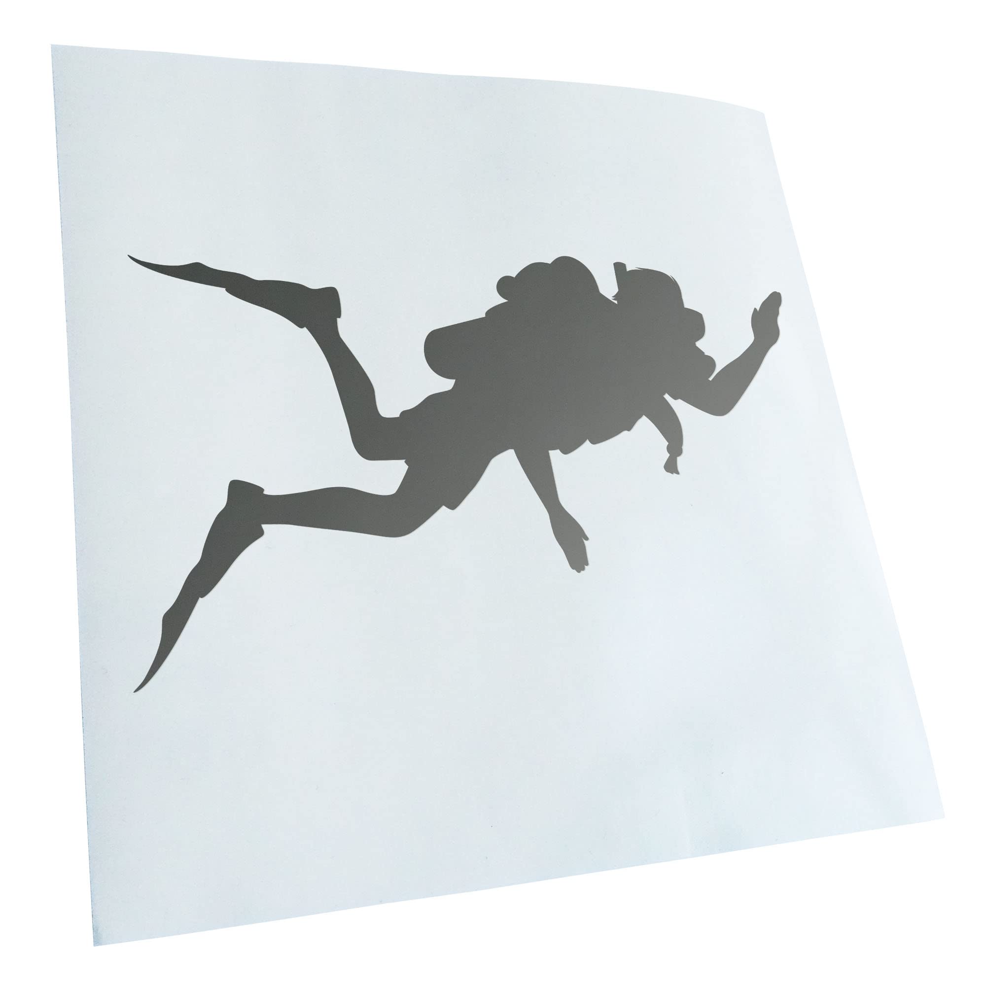 Kiwistar - Car Sticker - Silver - 24 x 14 cm Diver Silhouette - Rear Window Car Sticker Weatherproof for Car Truck Moped Truck - Sticker Exterior Self-Adhesive Tuning Accessories for Window Vehicle