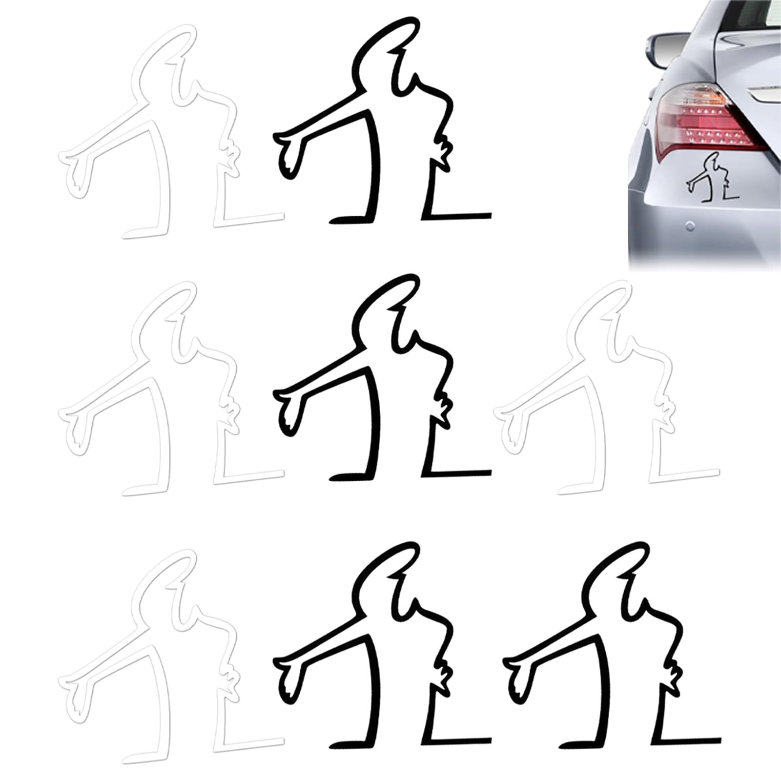 8 sztuk zabawnych naklejek samochodowych z gniewnym człowiekiem 8 x 8 cm wodoodporna winylowa naklejka na samochód malowanie kreatywne naklejki na zarysowania