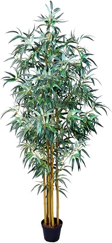 AMERIQUE Gorgeous & Massive - Planta artificial de seda de bambú de 6 pies, con macetas de plástico para guardería, tecnología Feel Real, súper