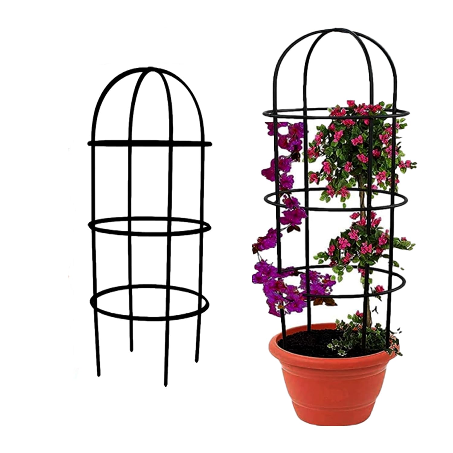 ARTICRAFT Trendy Trellis Plant Support Metal Stands for Climbing Plants, Home Garden | Pack of 1 (7 * 7 * 24 inch Black, 1) and Free Plant Stakes 18inch Black 1 (B0DB8S1XQ8) Amazon Price History, Amazon Price Tracker
