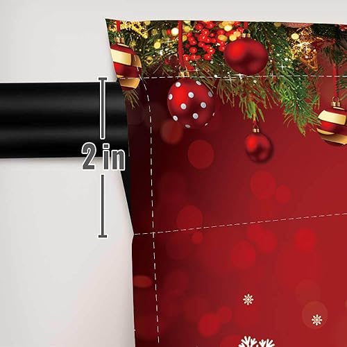 Miniatura 5 de Cortinas de ventana de copo de nieve de Navidad de 82 x 84 pulgadas, adornos de Navidad, diseño de oropel de pino de coníferas, para dormitorio,