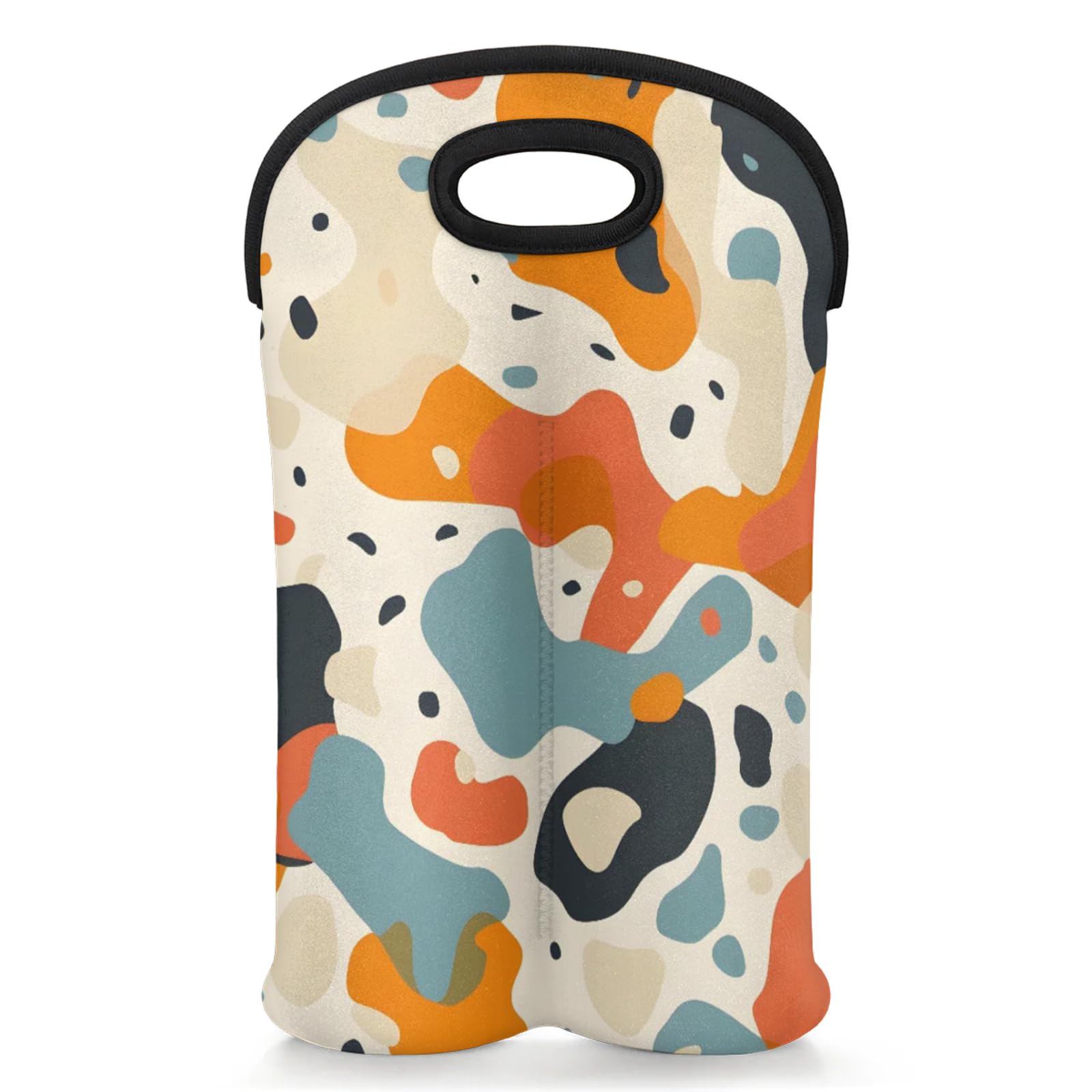 GzLeyigou 2 Bottles Fluid Orange Wine Bag Sleeve Totes Neoprene Protective Wine Carrier Bag for Wine,Water, Champagne, Beer, Baby Bottles,Gift 14.5 x 10 Inches