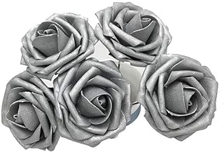 Breeze Talk Artificial Flowers Silver Roses 25pcs Realistic Fake Roses w/Stem for DIY Wedding Bouquets Centerpieces Arrang...