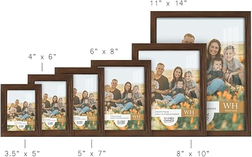 Miniatura 7 de Renditions Gallery Marco de fotos de 11 x 14 pulgadas, marco de grano de madera castaña, estilo moderno de alta gama, hecho de madera maciza y