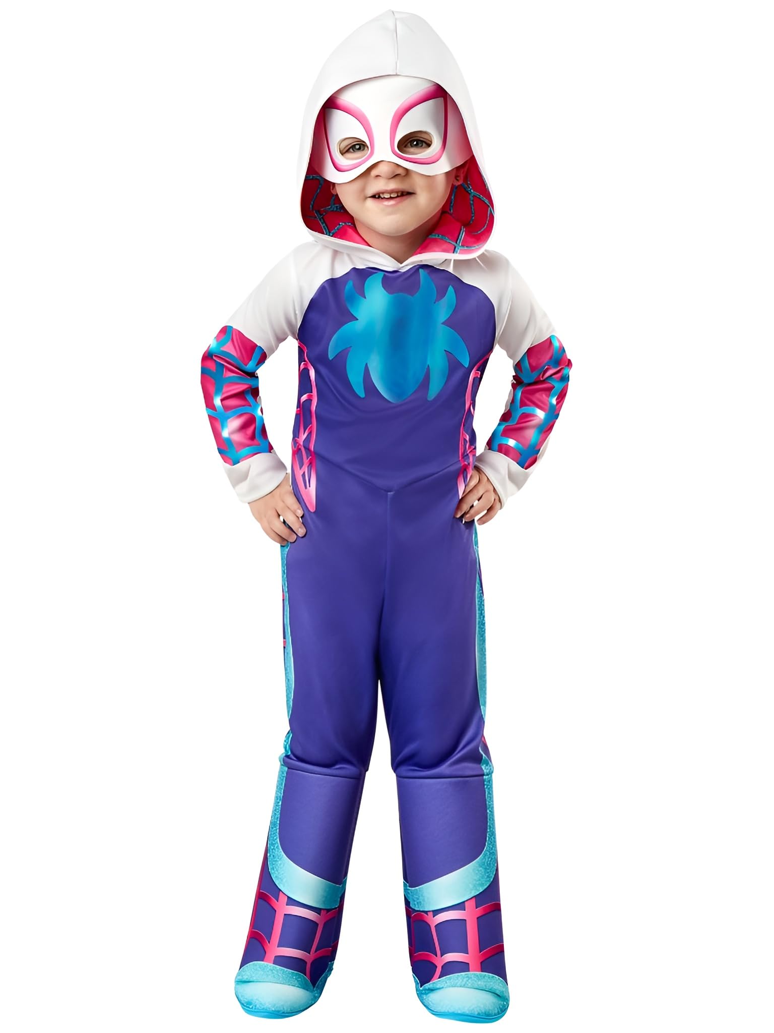RUBIES - Marvel Officiel - Déguisement Luxe SPIDEY et Ghost SPIDEY Enfant - Taille 2 à 4 ans - Costume Spidey et ses amis extraordinaires avec Combinaison + Couvre Bottes Rembourrés + Masque en Mousse