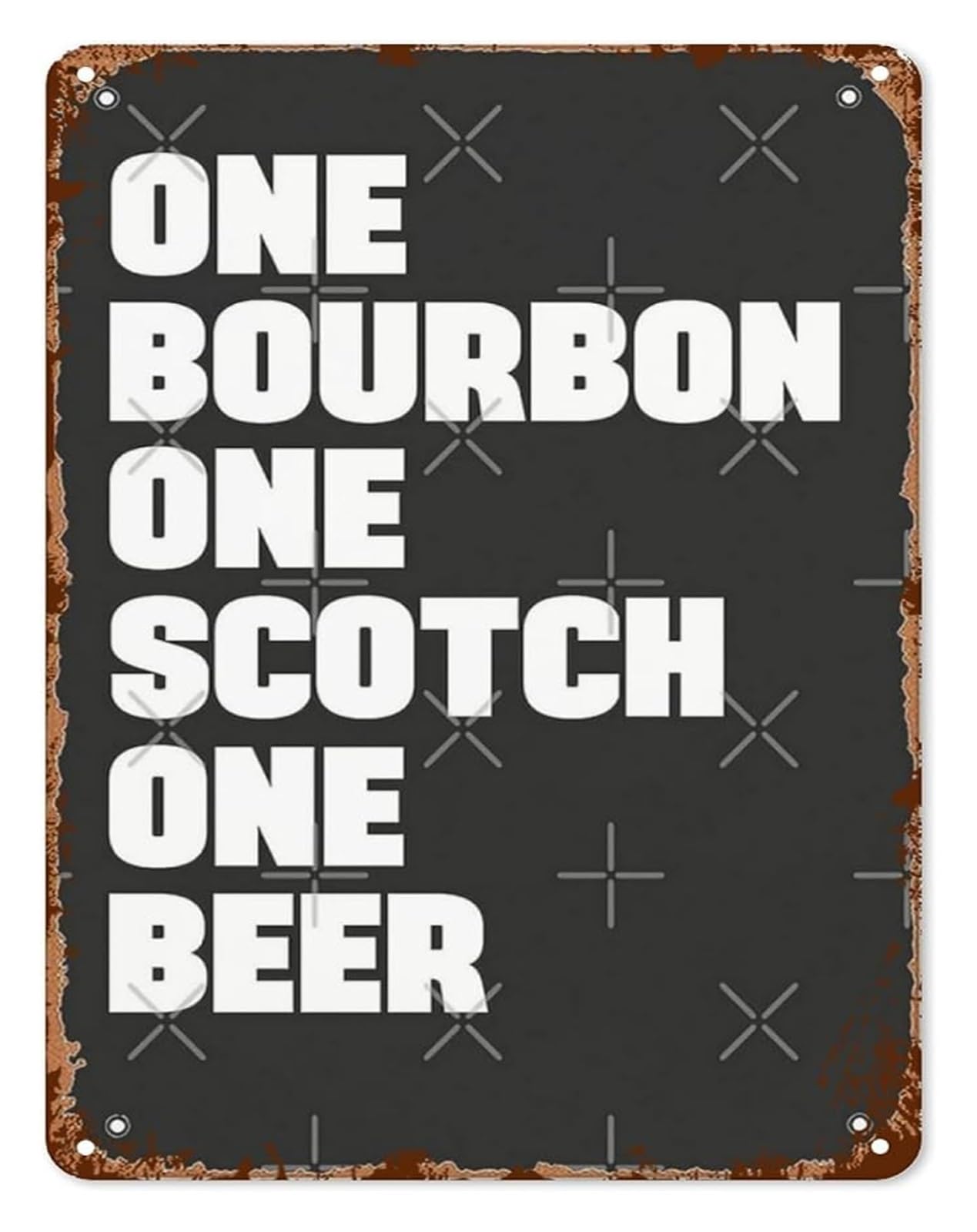 PKNVKZIDK Hand Lettered Metal Sign One Bourbon One Beer Artistic Typography Wall-Art for Eclectic Boho Farmhouse Home Decor 8 X 12 in