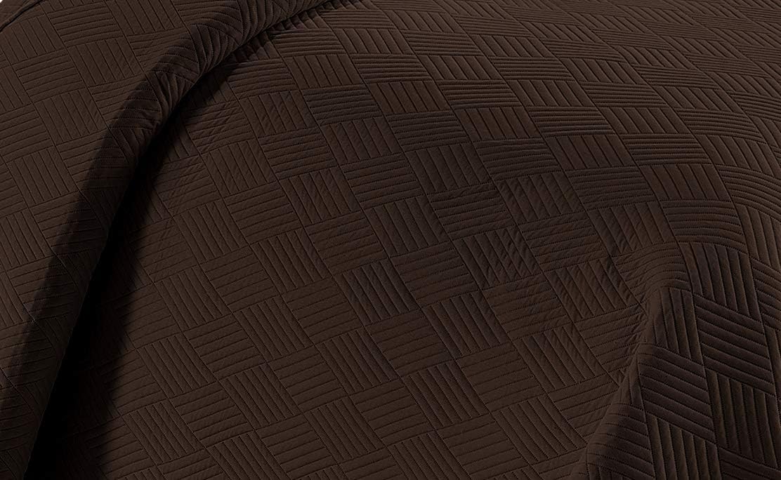 Linen Plus Luxury Oversized Coverlet Embossed Bedspread Set Solid Coffee Full/Queen Bed Cover New # Ashley - Image 2