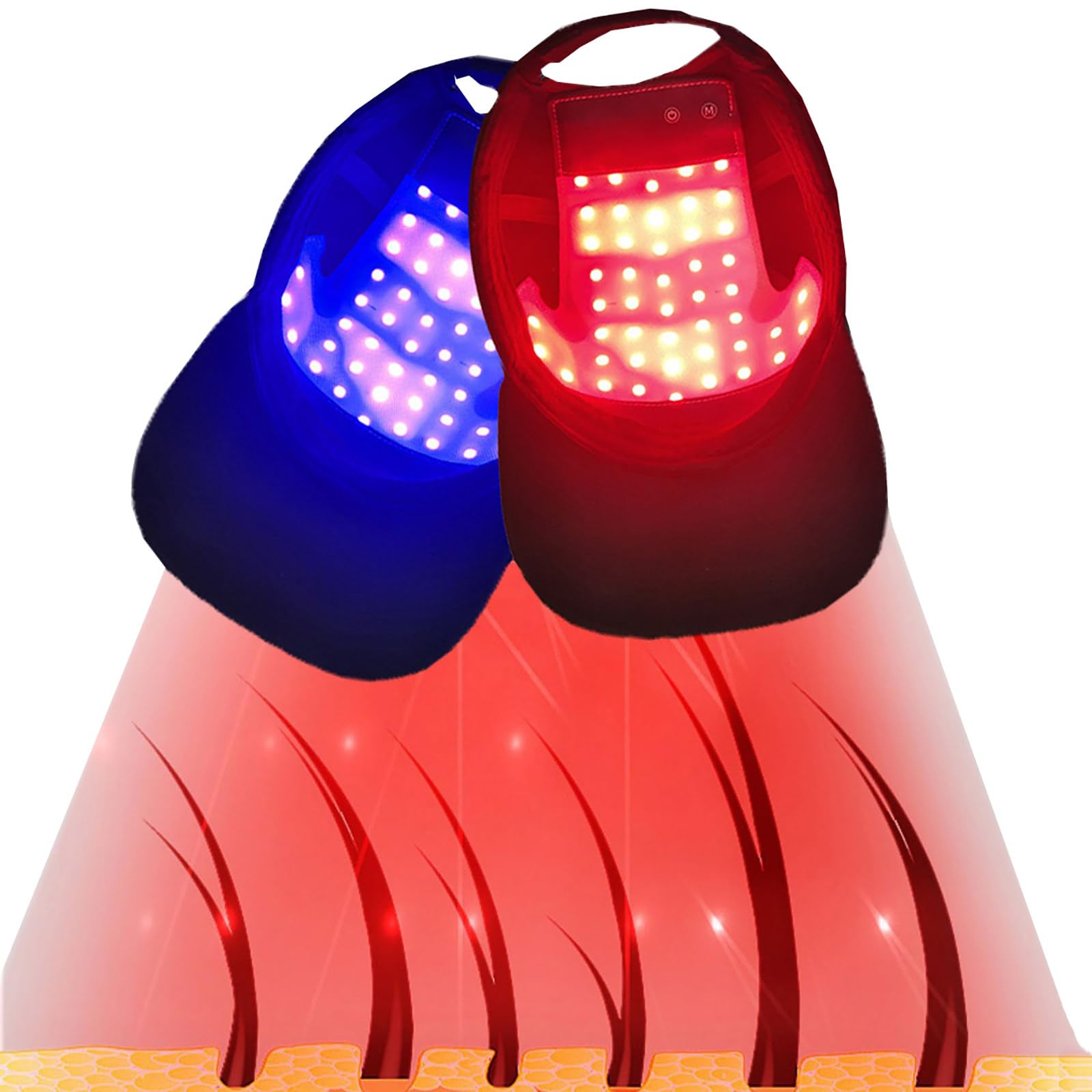 Gorro para El Crecimiento del Cabello (48 Led), Gorro para El Crecimiento del Cabello con Luz Roja Y Azul, 4 Modos, Control De Aceite, Promueve El Crecimiento RáPido del Cabello