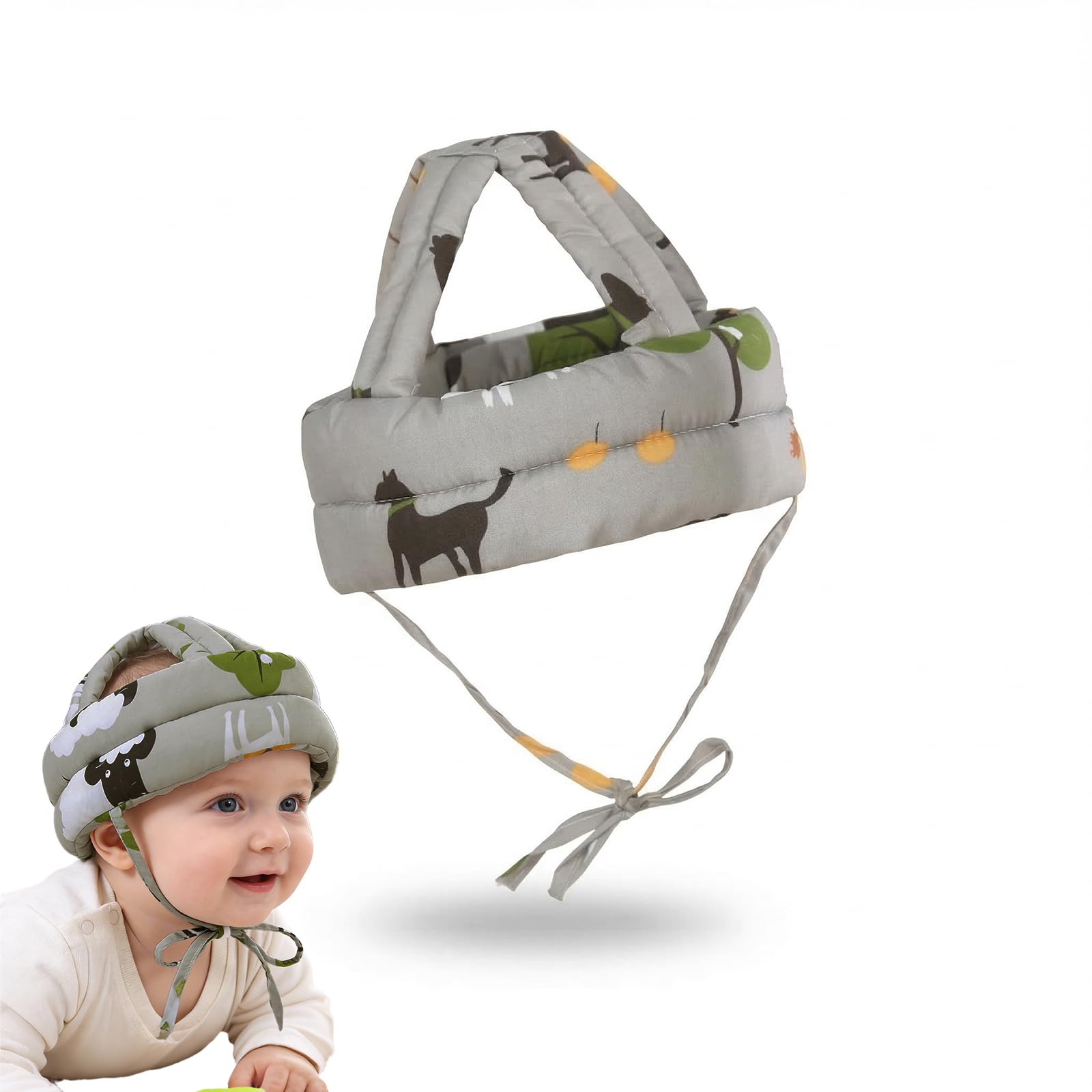 Caschetto Neonato Anticaduta Regolabile Sicurezza Casco Primi Passi Proteggi Testa Bambini