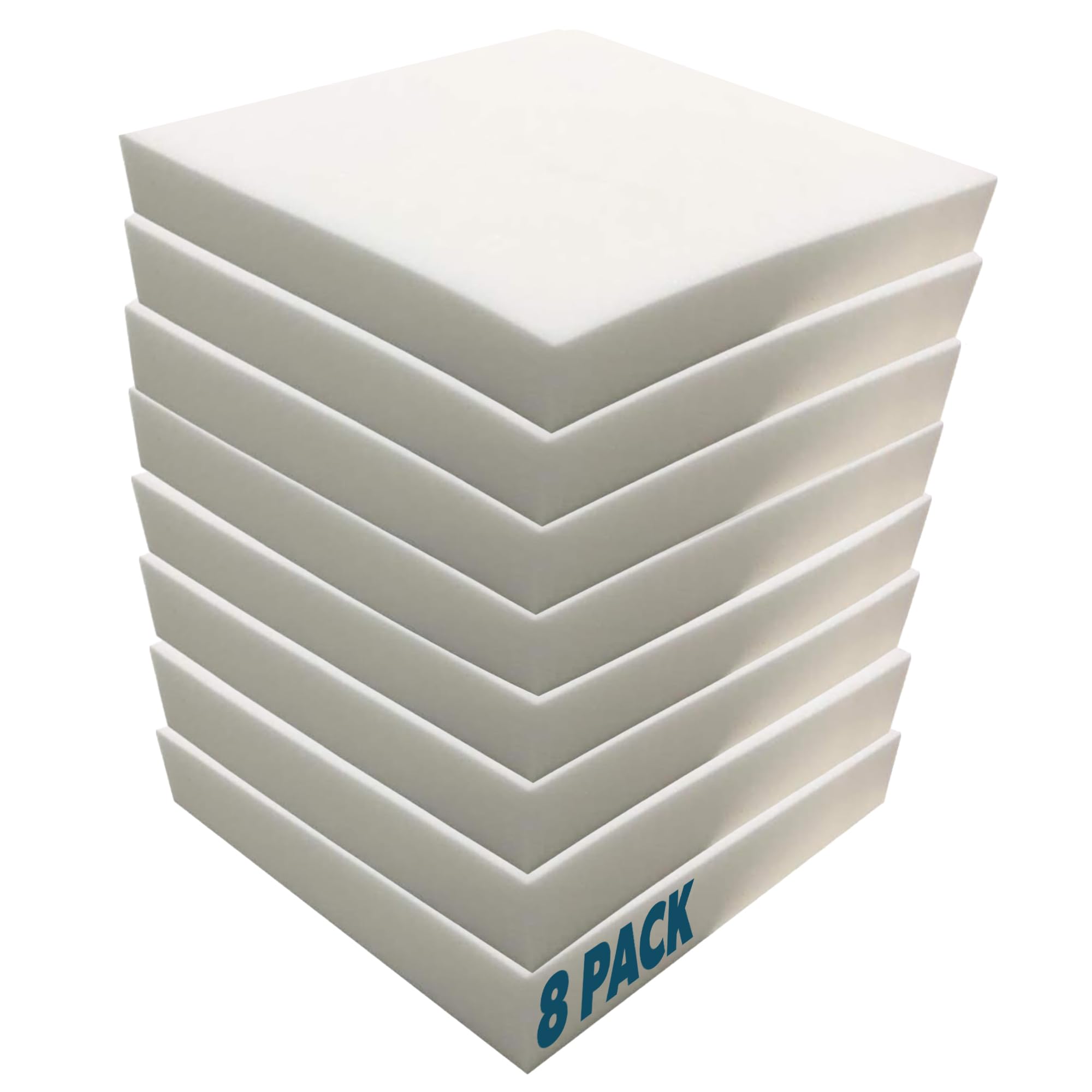 Foamma 7" x 28" x 28" High Density Upholstery Foam Padding for Cushions and Seat Repair, Thick-Custom Pillow, Chair, and Couch Cushion Replacement Foam, Craft Upholstery Supplies, 8 Pack