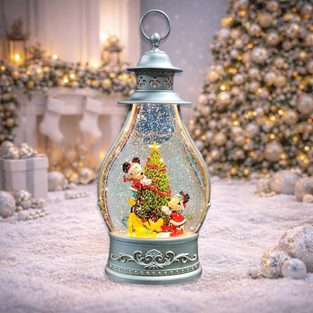 Disney Christmas Snow Globe Lantern with Mickey & Minnie LED