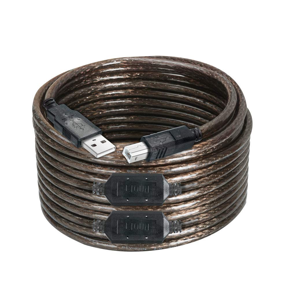 LIQUNLong Printer USB Cable USB Printer Cable 50 Feet USB 2.0 Type A Male to B Male Printer Scanner Cord, high-Speed Built-in chip Enhanced Signal Transmission for Printer/Scanner