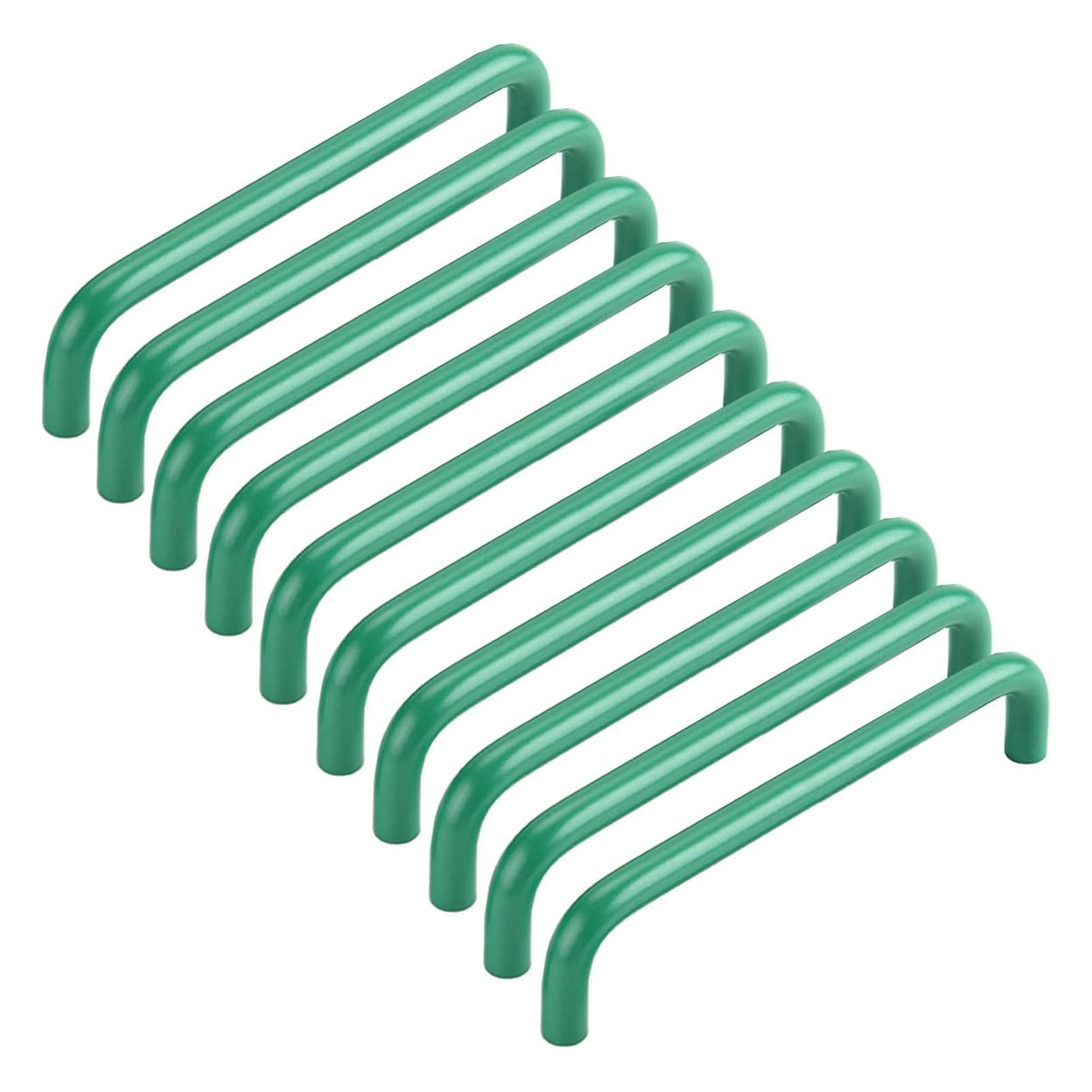 RSWZSFL 10 Pcs Kitchen Cabinet Handles Colourful Cabinet Knobs Cupboard Handles Furniture Pull Aluminium Door Handles Drawer Knobs for Drawer Wardrobe Children's Room Furniture (Green,Pitch:160mm)