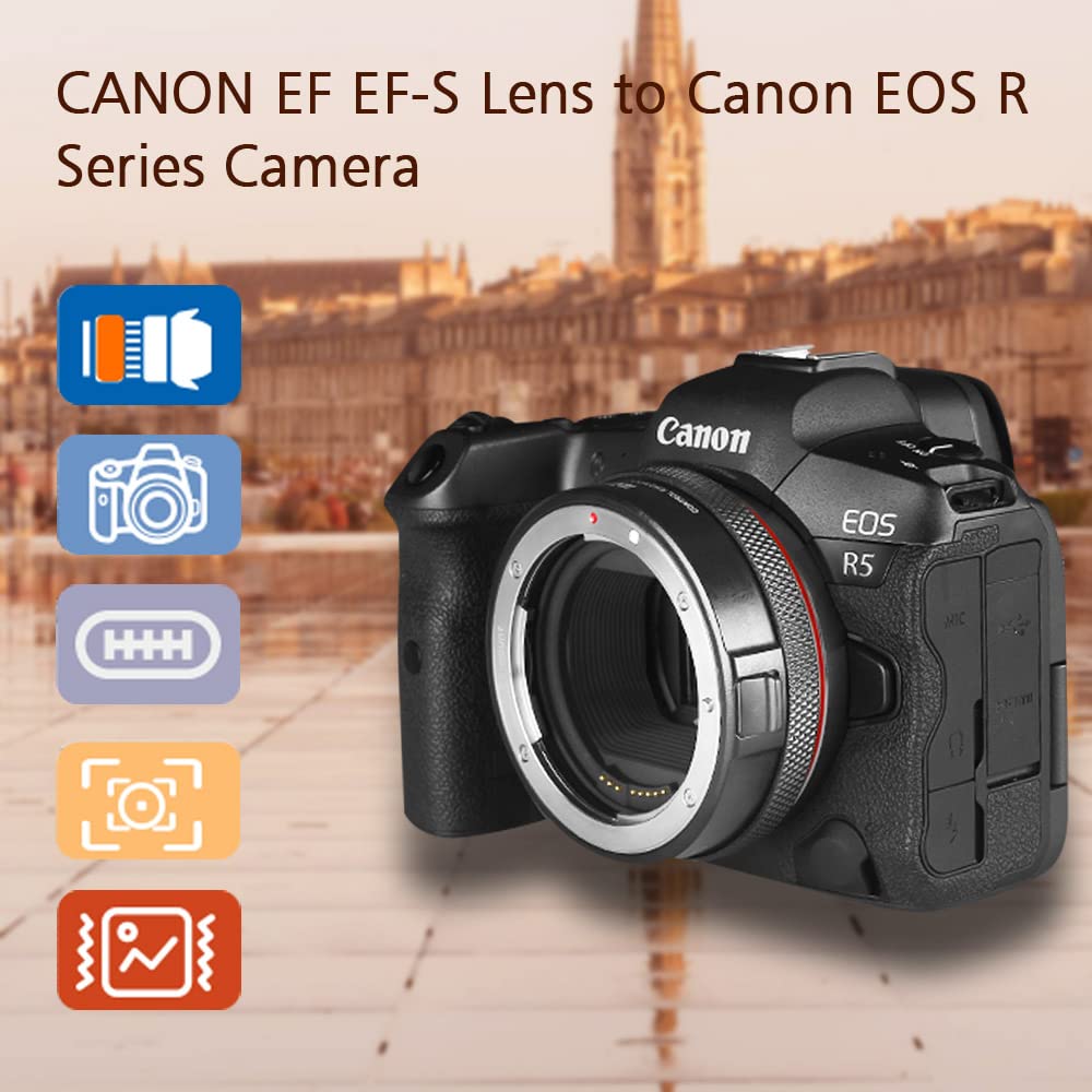 Meike MK-EFTR-B Compatible with Ca Non EF/EF-S Lens to RF Mount Cameras Auto-Focus Lens Adapter with Control Ring for Ca Non EF/EF-S Lenses to Canon EOS R RP R5 R6 R7 R10 C70