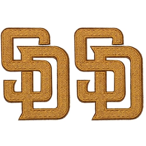 Iron on Patches Sports Teams Letter - Pack of 2 - Decorative for Clothing & Accessories, Ideal for Shirts, Jackets, Hats, Jeans, Shoes, Bags - Durable, Easy Apply (SD Gold - 2