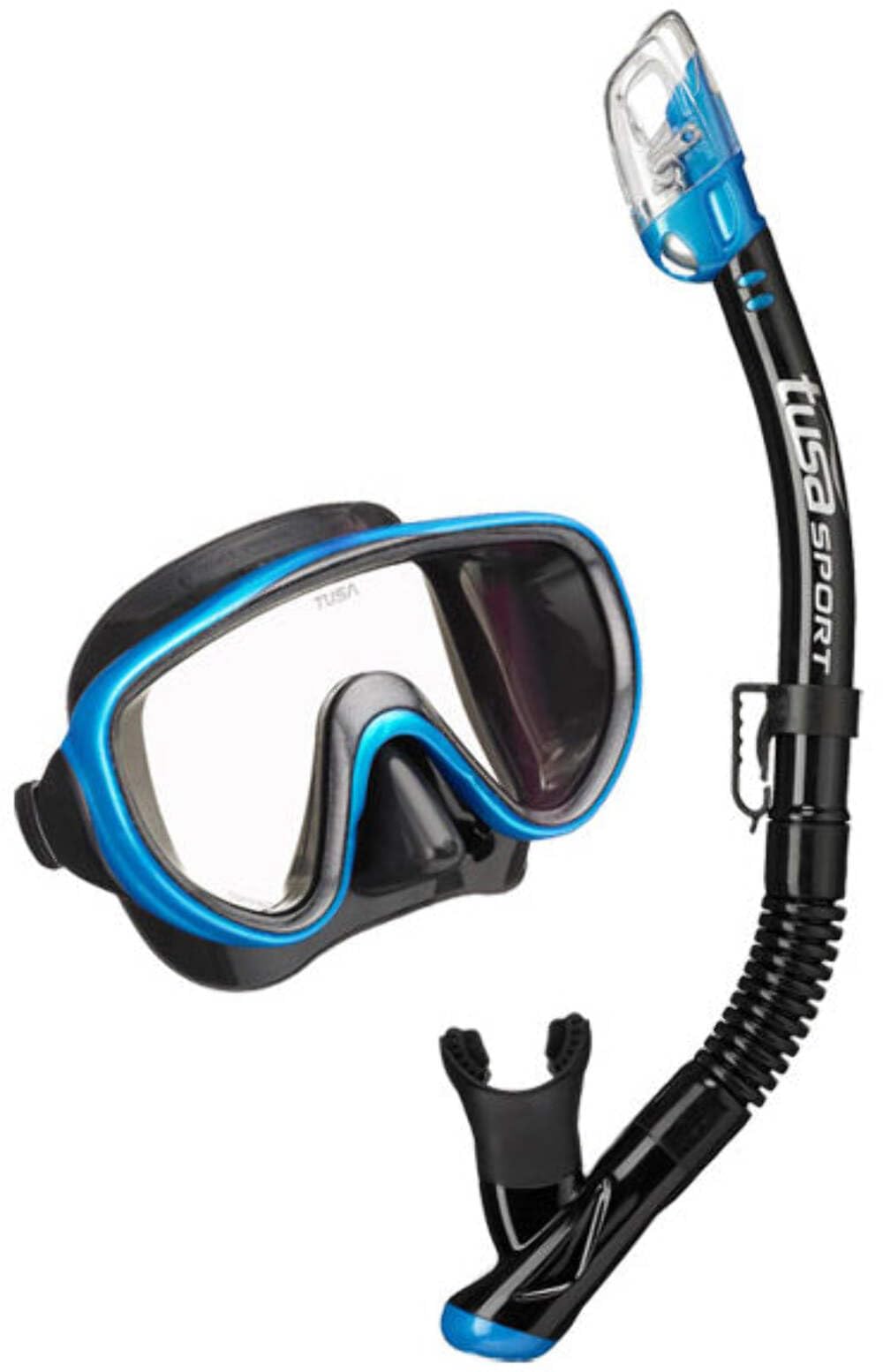 Tusa Sport Serene Dive Mask and Snorkel Set Adult Black Series (UC1625) Black/Fishtail Blue