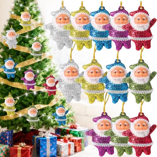 Mini Santa Claus Christmas Tree Ornaments 12Pcs 5CM Christmas Santa Doll Decoration Xmas Christmass Tree Hanging Gifts Home Doors Windows Decors Christmass Holiday Party Gift Favors