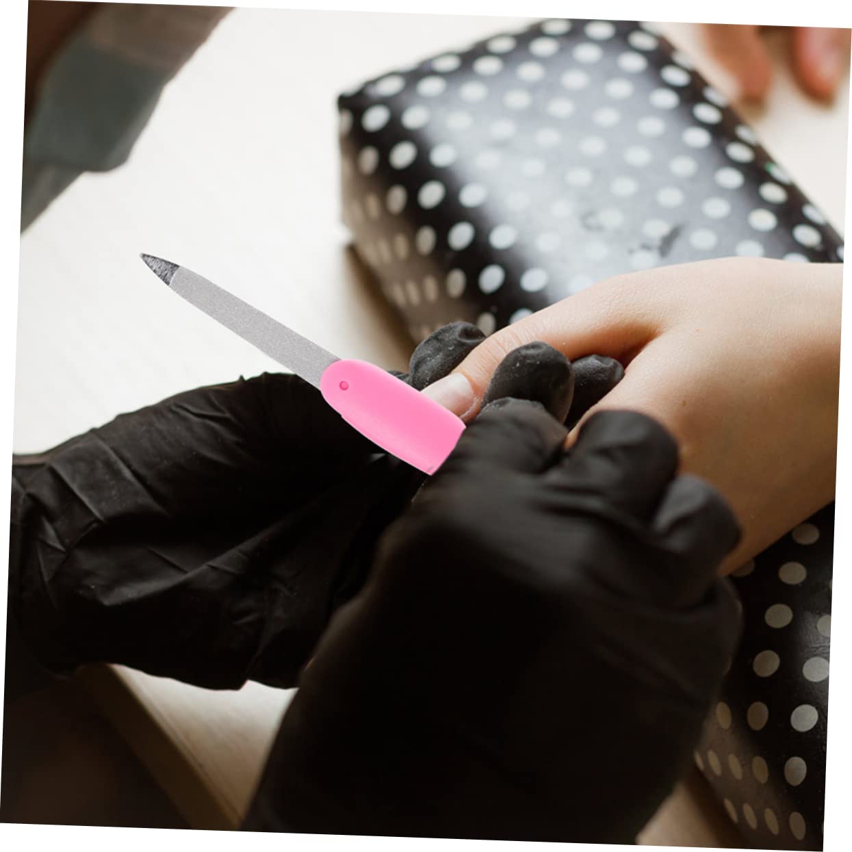 Lima per Unghie Pieghevole, 8 Pezzi, Portatile, in Metallo e ABS, per Manicure a Casa e Salone, Rosa, per Modellare le Unghie