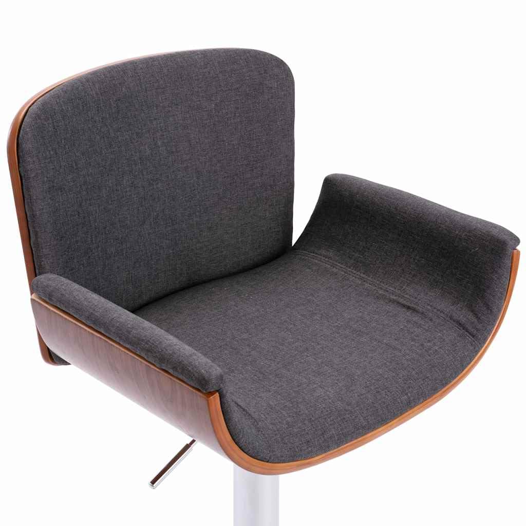 Taburete de bar de tela gris con estructura de madera, taburete ajustable en altura con reposapiés y respaldo, moderno taburete de cocina para comedor, bar o mostrador, marco de metal