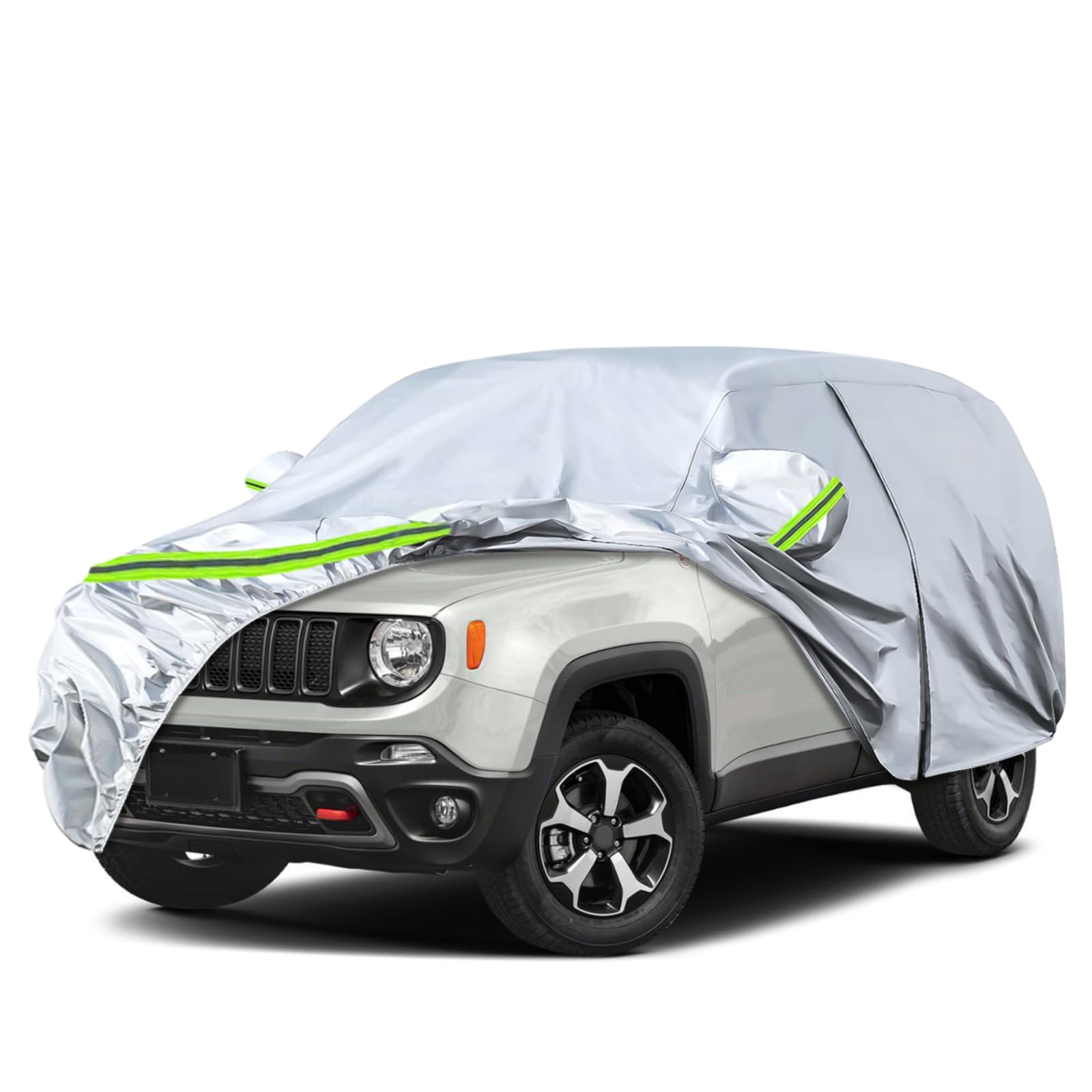 6 Layers Waterproof Car Covers Replace for 2015-2026 Jeep Renegade | Heavy Duty All Weather Car Cover with Cotton Liner, Zipper Door, Windproof Bands for Snow Rain Dust Protection